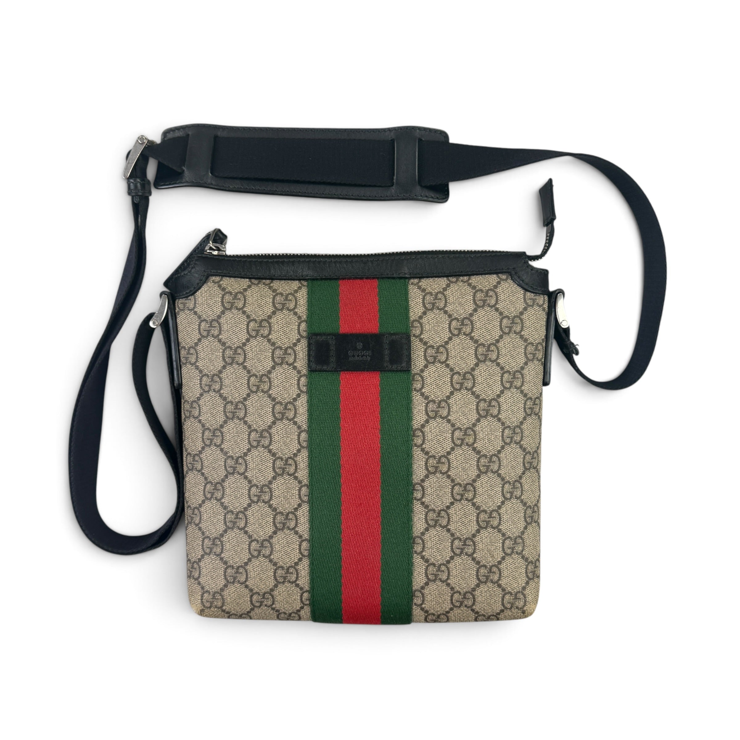 Gucci Men’s Flat GG Supreme Web Beige Messenger Bag