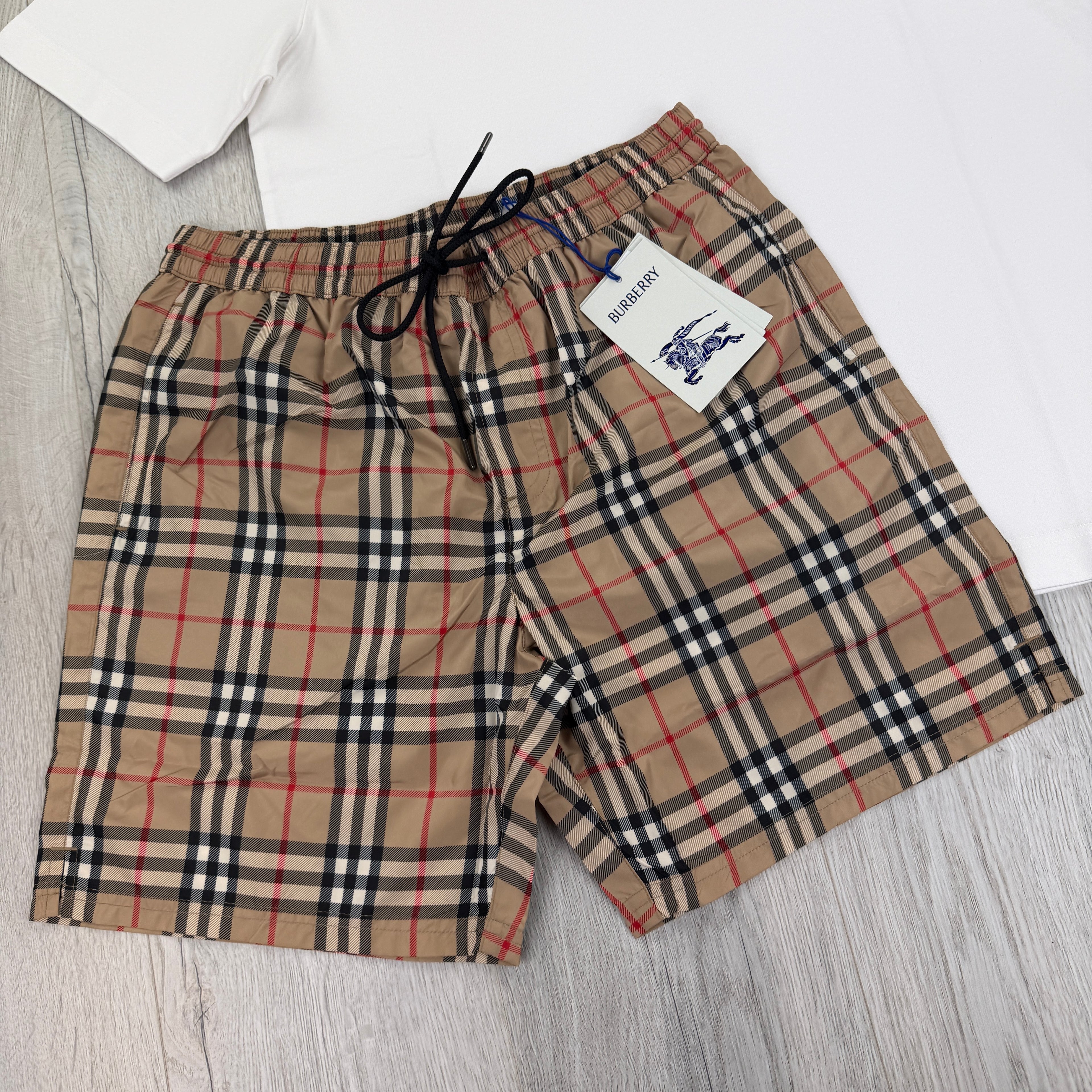 Burberry Men’s White T-shirt & Shorts Set