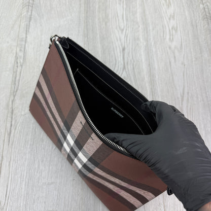 Burberry Men’s Brown Zip-up Clutch Bag / Pouch