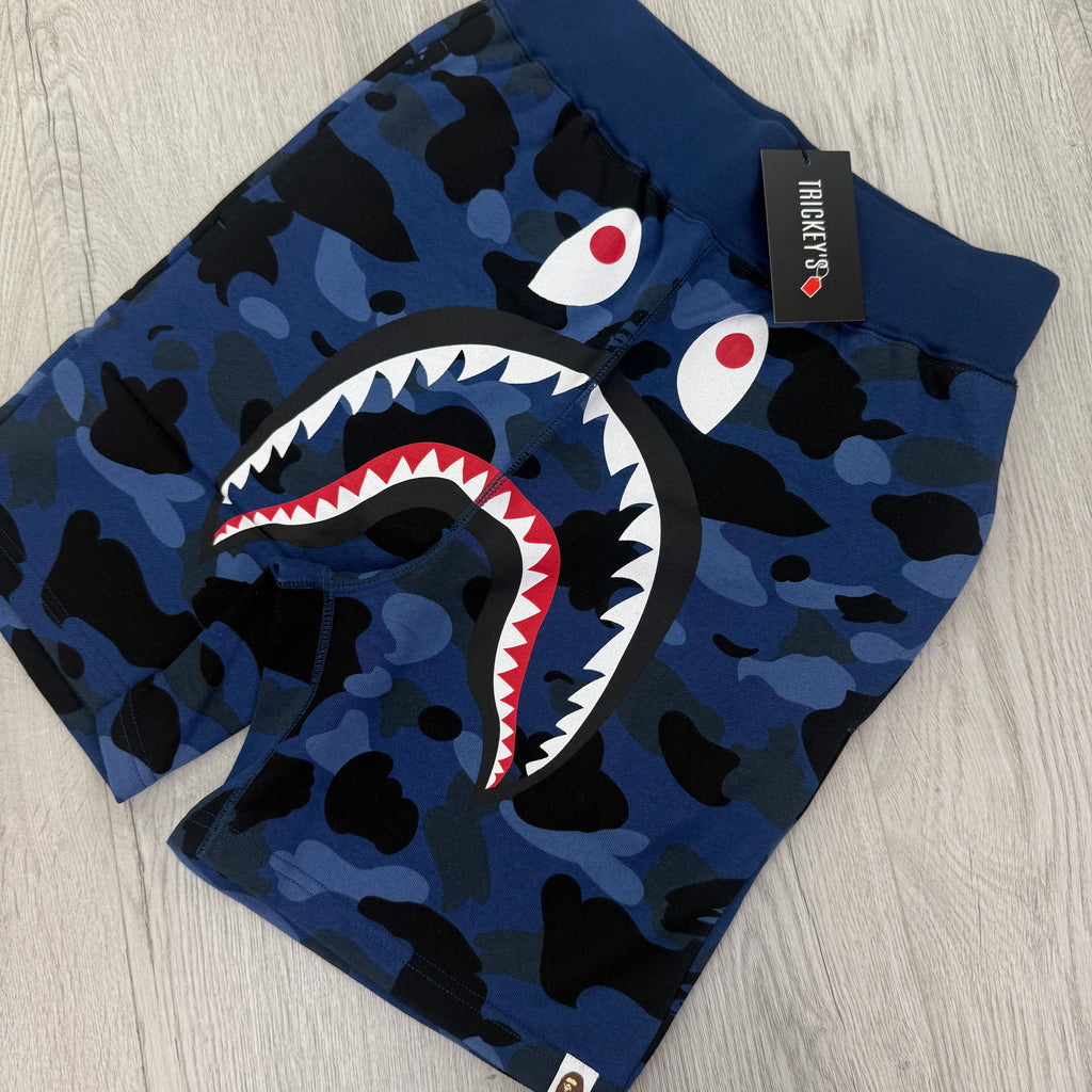 Bape Men’s Blue Camo Front Shark Shorts