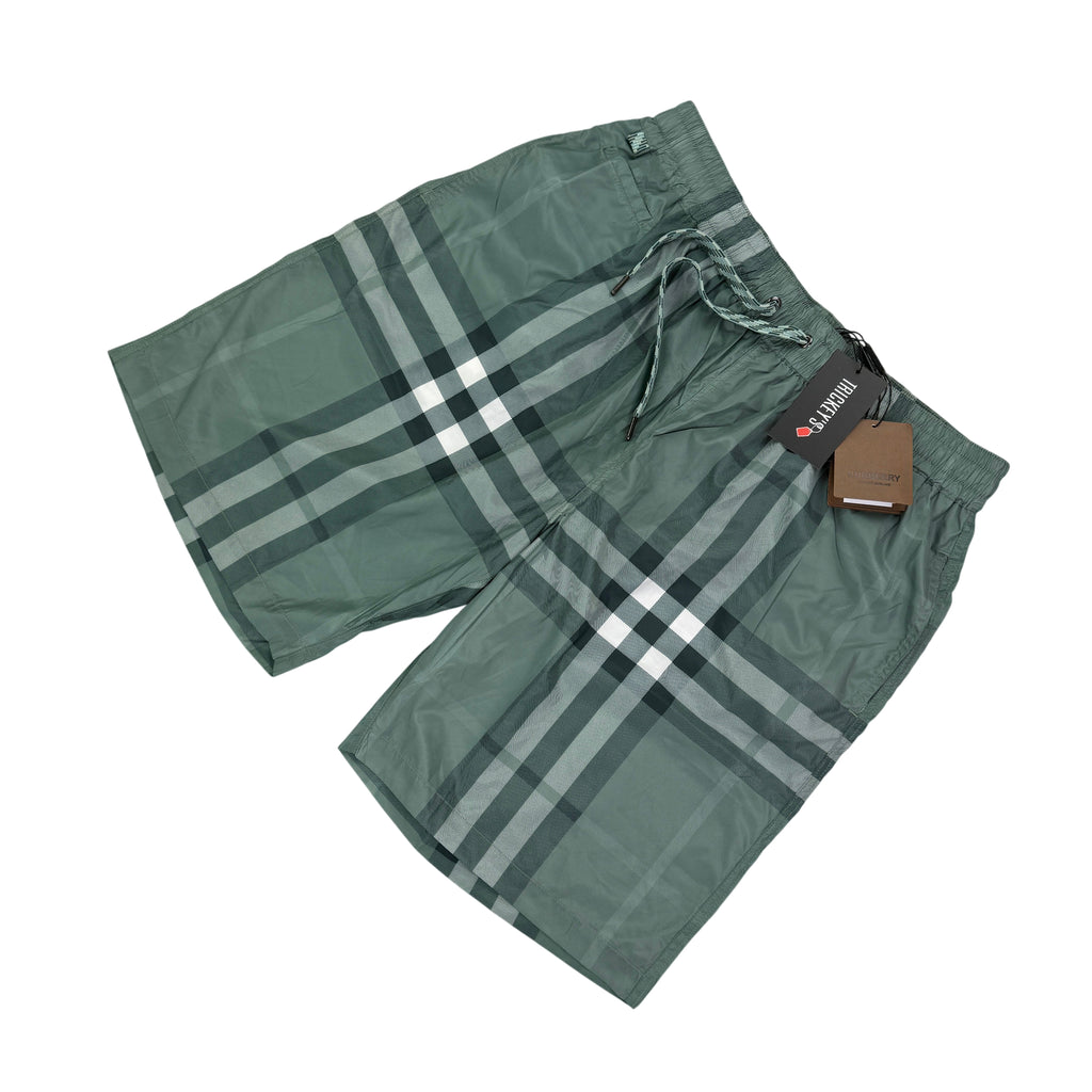 Burberry Men’s Khaki Check Swim Shorts - XXL