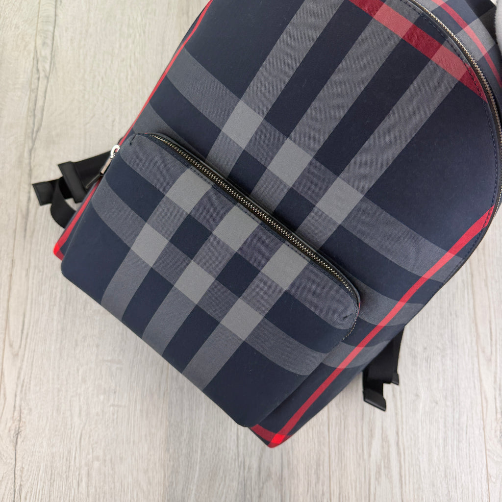 Burberry Men’s Navy Check Print Backpack