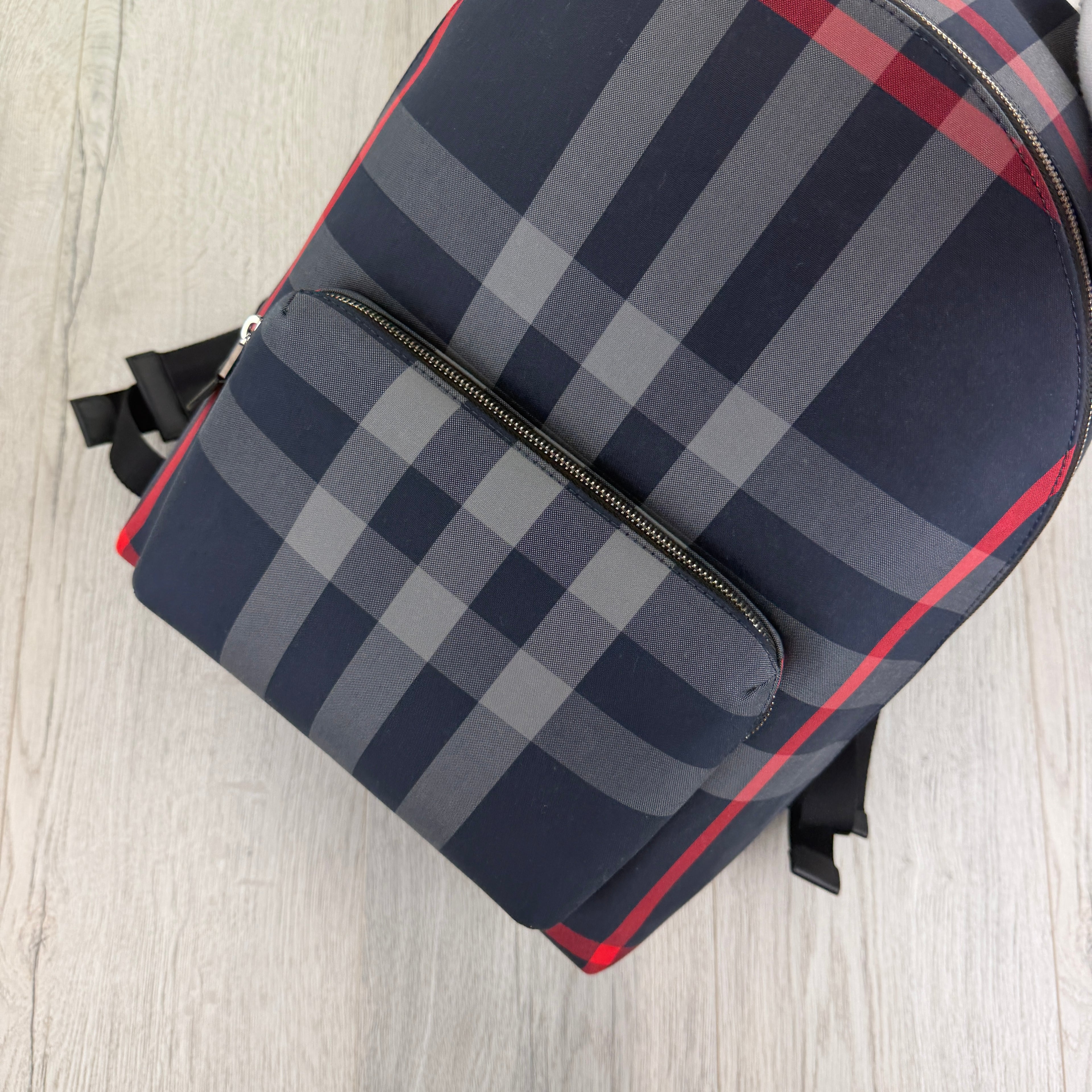 Burberry Men’s Navy Check Print Backpack