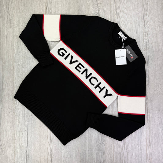 Givenchy Men’s Logo Stripe Crewneck Black Jumper