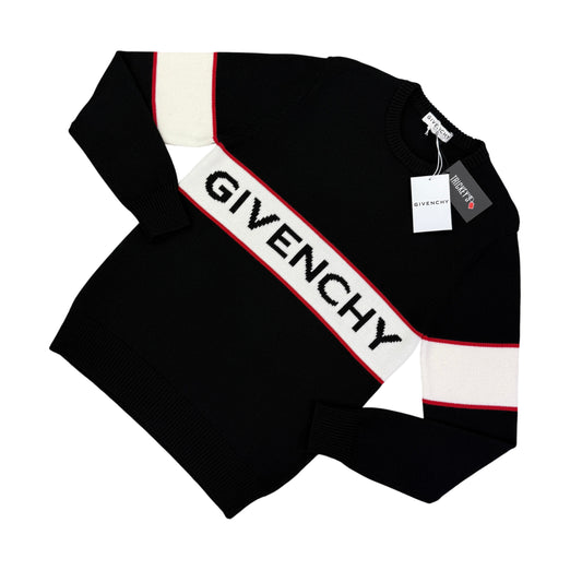 Givenchy Men’s Logo Stripe Crewneck Black Jumper
