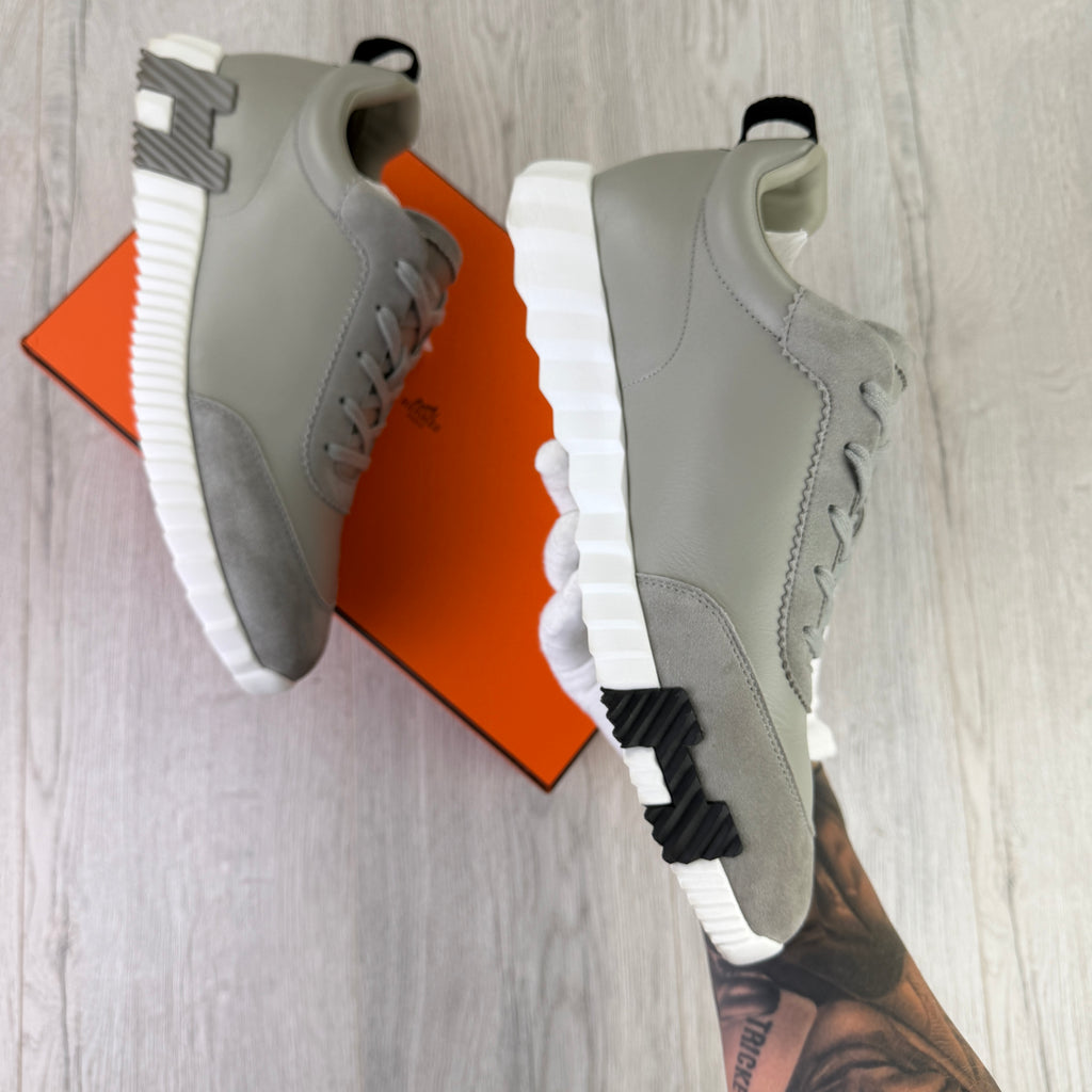 Hermes Men’s Grey Suede Bouncing Sneakers - Uk 11