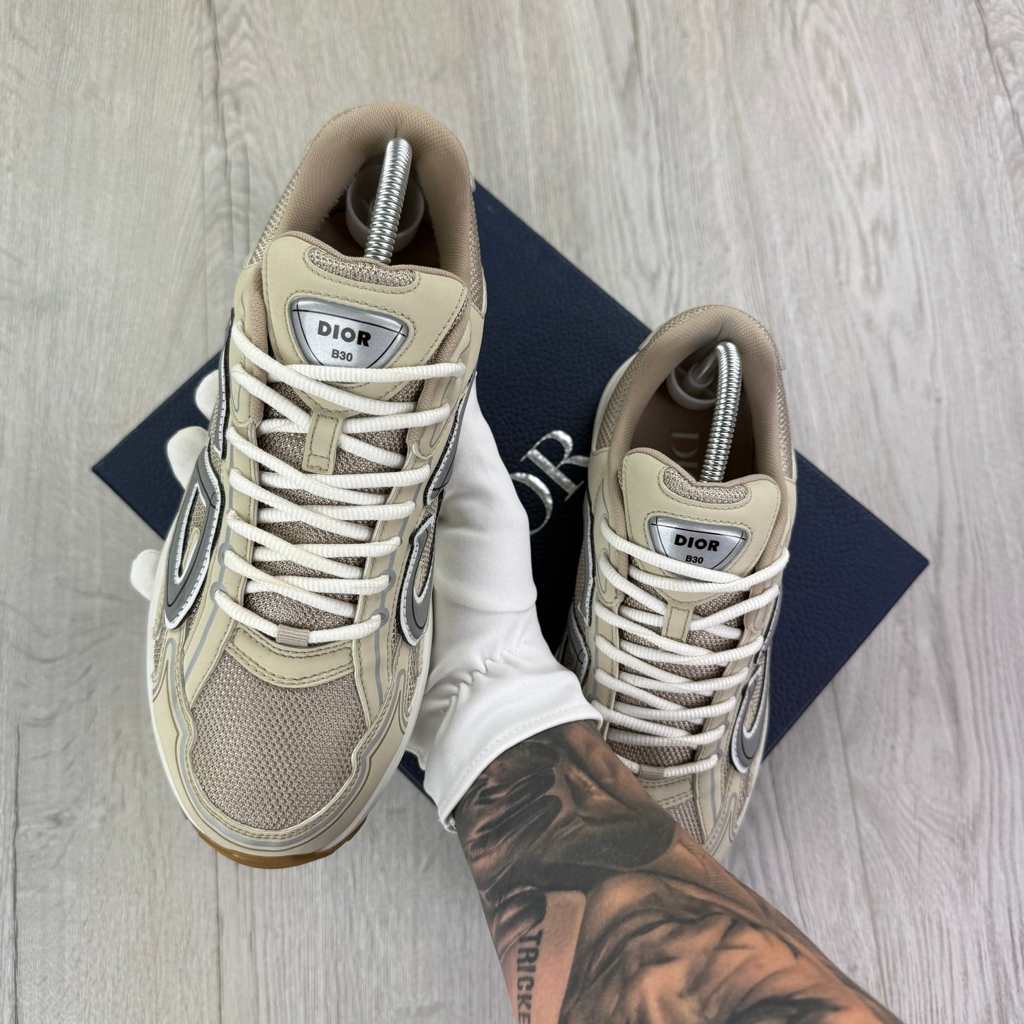 Dior B30 Men’s Cream Mesh and Technical Fabric Trainers - 41 (Fit Uk 7)