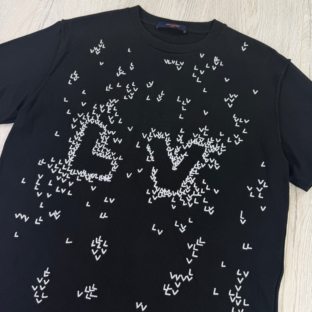 Louis Vuitton Men’s LV Spread Embroidery Black T-Shirt - Small