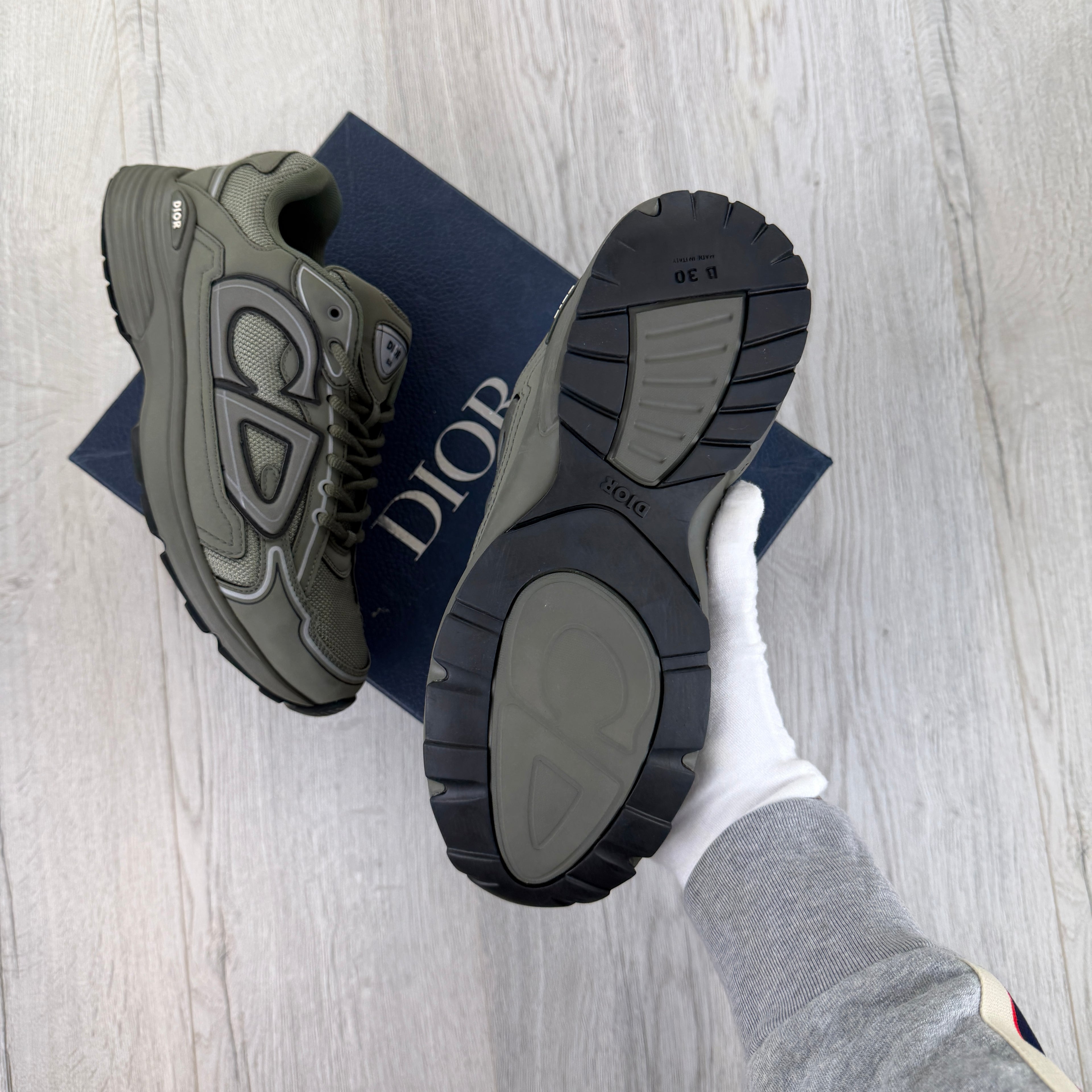 Dior B30 Men’s Khaki CD Mesh Trainers - 45 (Fit Uk 11)