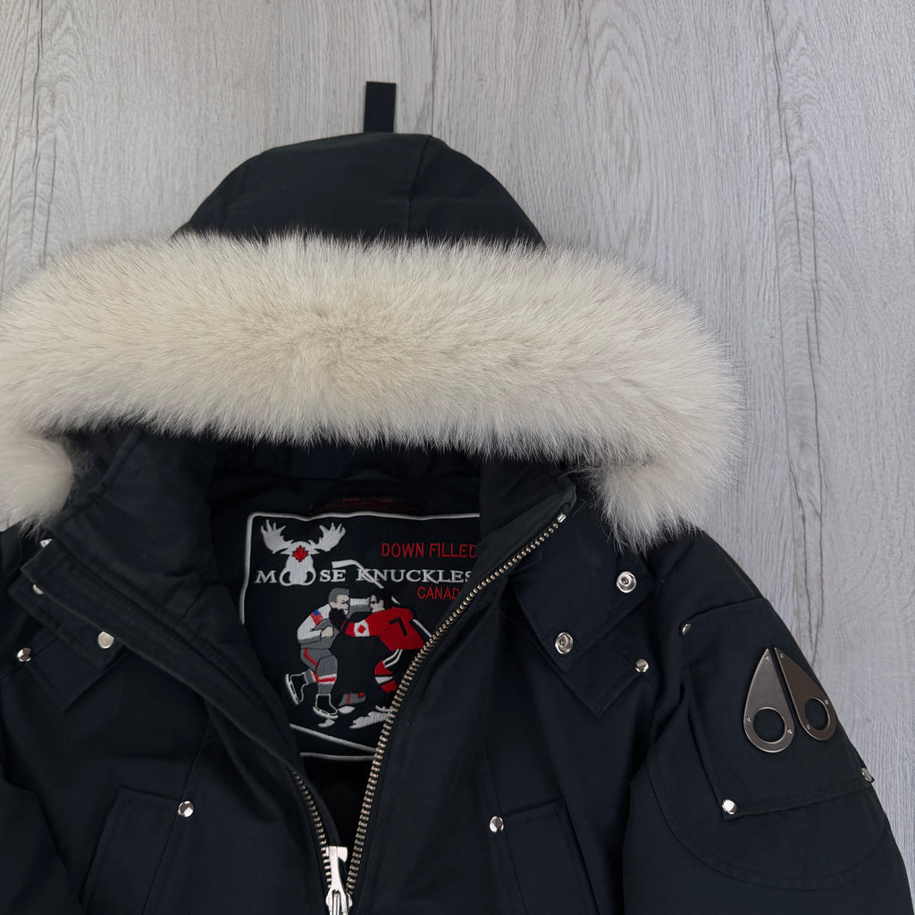 Moose Knuckles Men’s Dark Navy Ballistic Bomber Parker Jacket - Medium