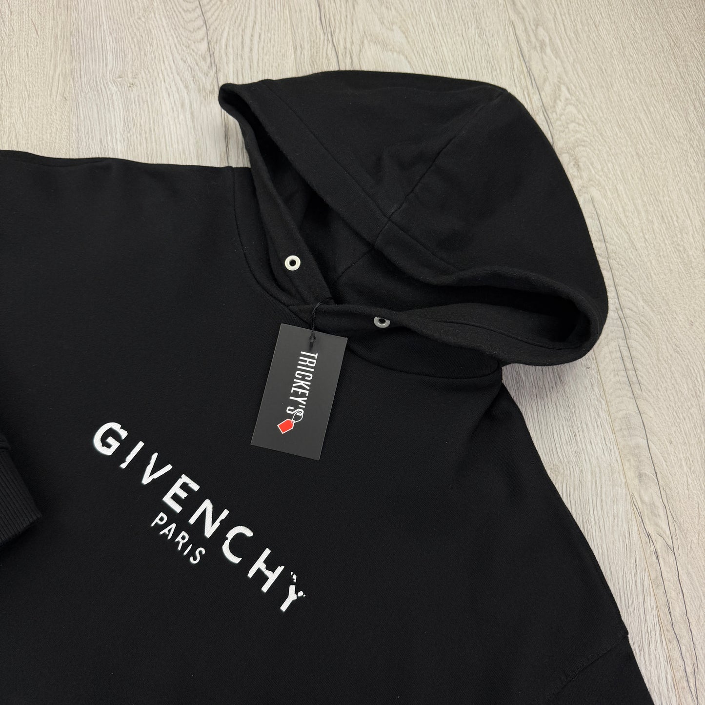 Givenchy Men’s Black Cracked Logo Pullover Hoodie - Small