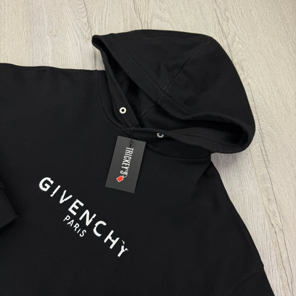 Givenchy Men’s Black Cracked Logo Pullover Hoodie - Small