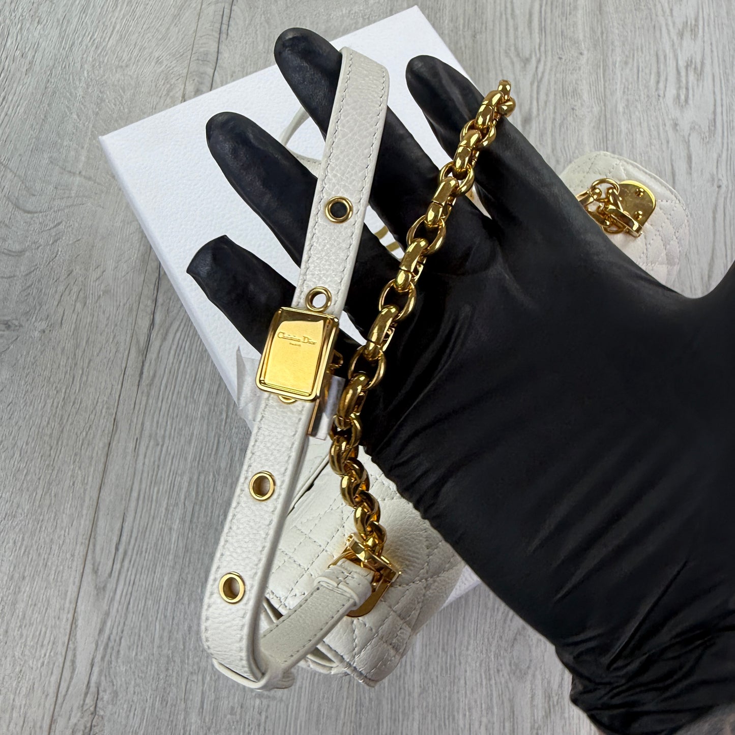 Dior Women’s White Small Dior Caro Ivory Supple Cannage Calfskin Bag