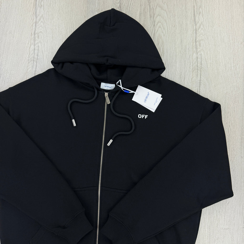 Off White Men’s Zip-up Black Hoodie - Medium