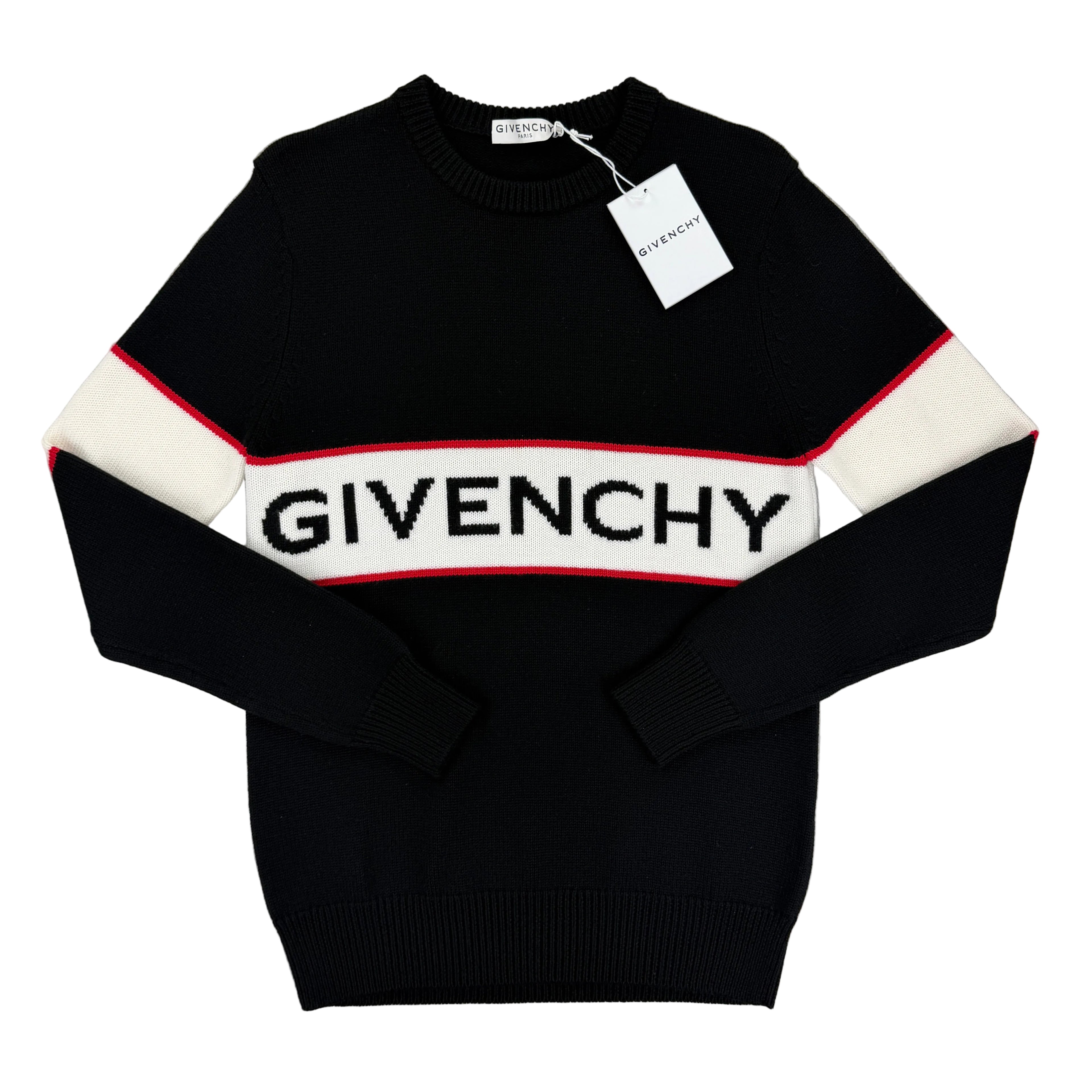 Givenchy Men’s Logo Stripe Crewneck Black Jumper