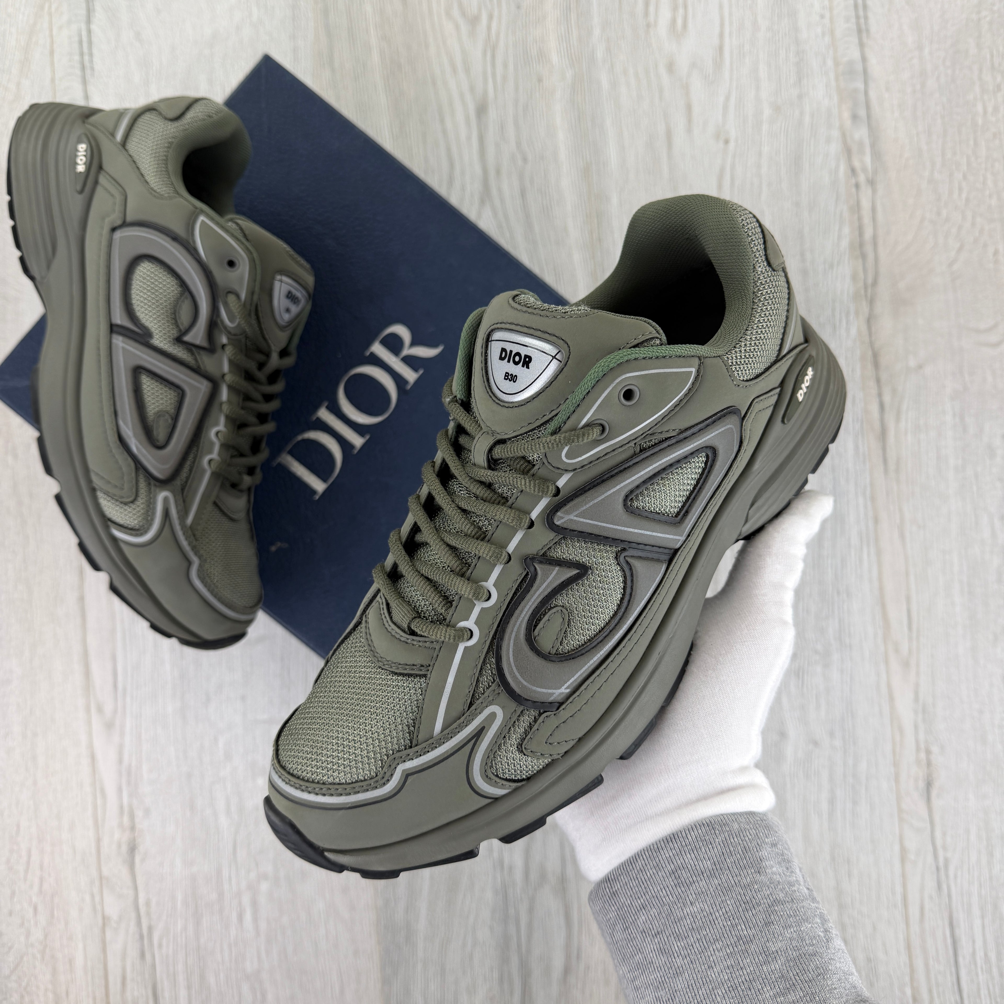 Dior B30 Men’s Khaki CD Mesh Trainers - 43 (Fit Uk 9)