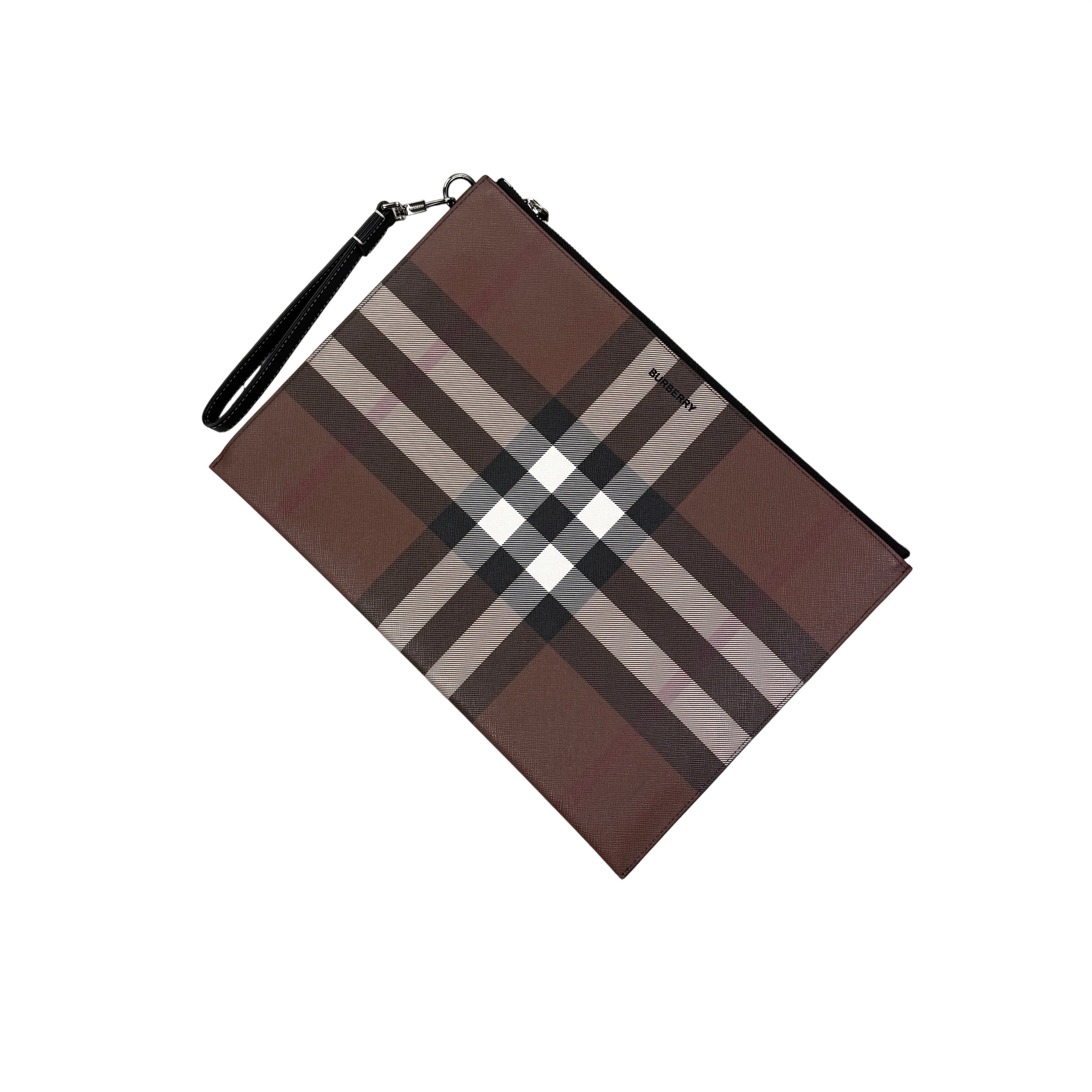 Burberry Men’s Brown Zip-up Clutch Bag / Pouch