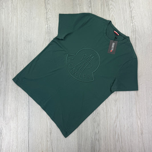 Moncler Men’s Green Front Embroidered Logo T-shirt - Large Slim