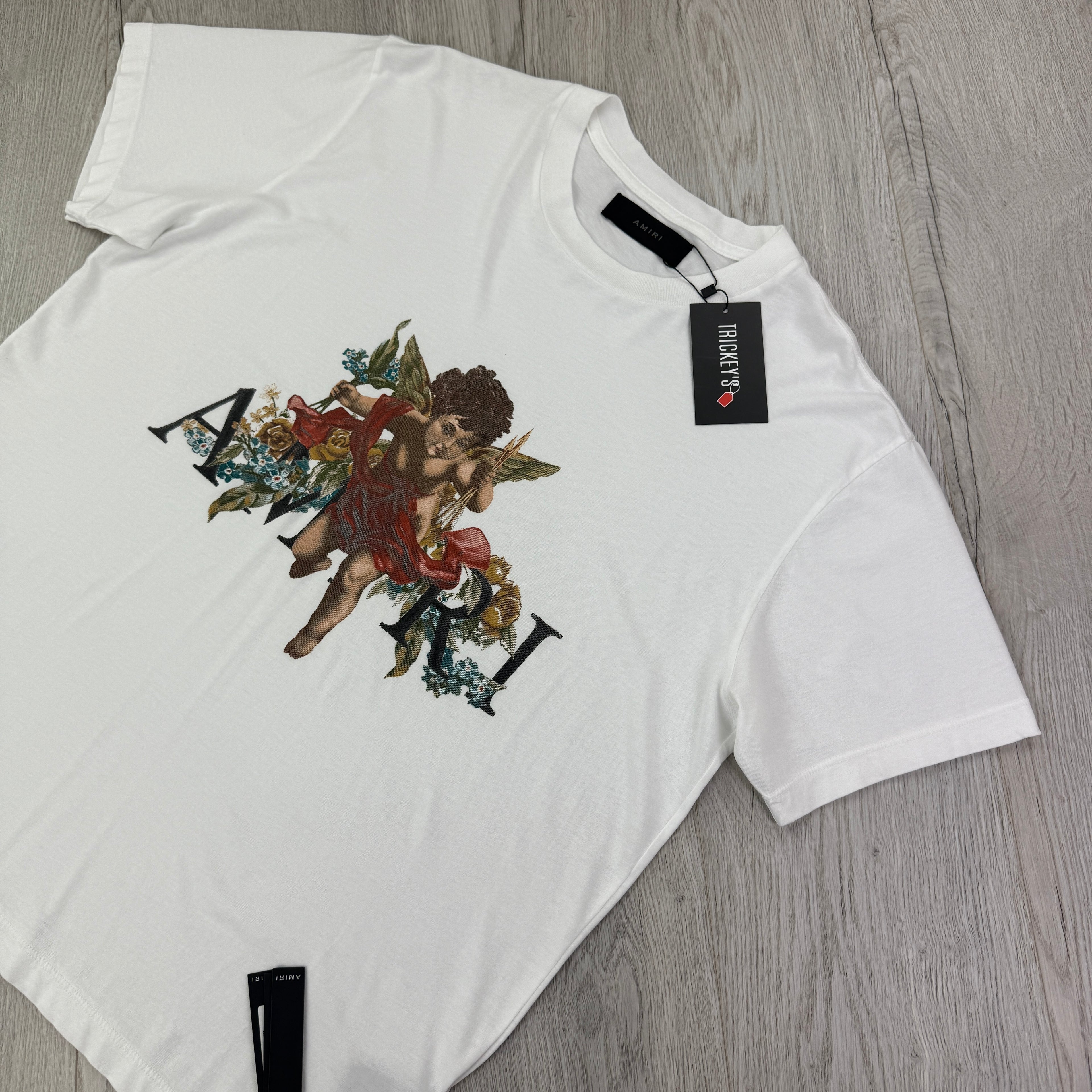 Amiri Men’s White Cherub Logo T-shirt - Medium Oversized