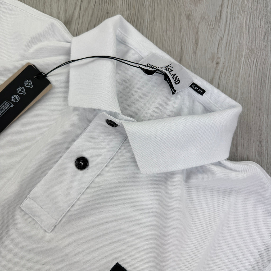 Stone Island Men’s White Short-sleeve Polo - Large