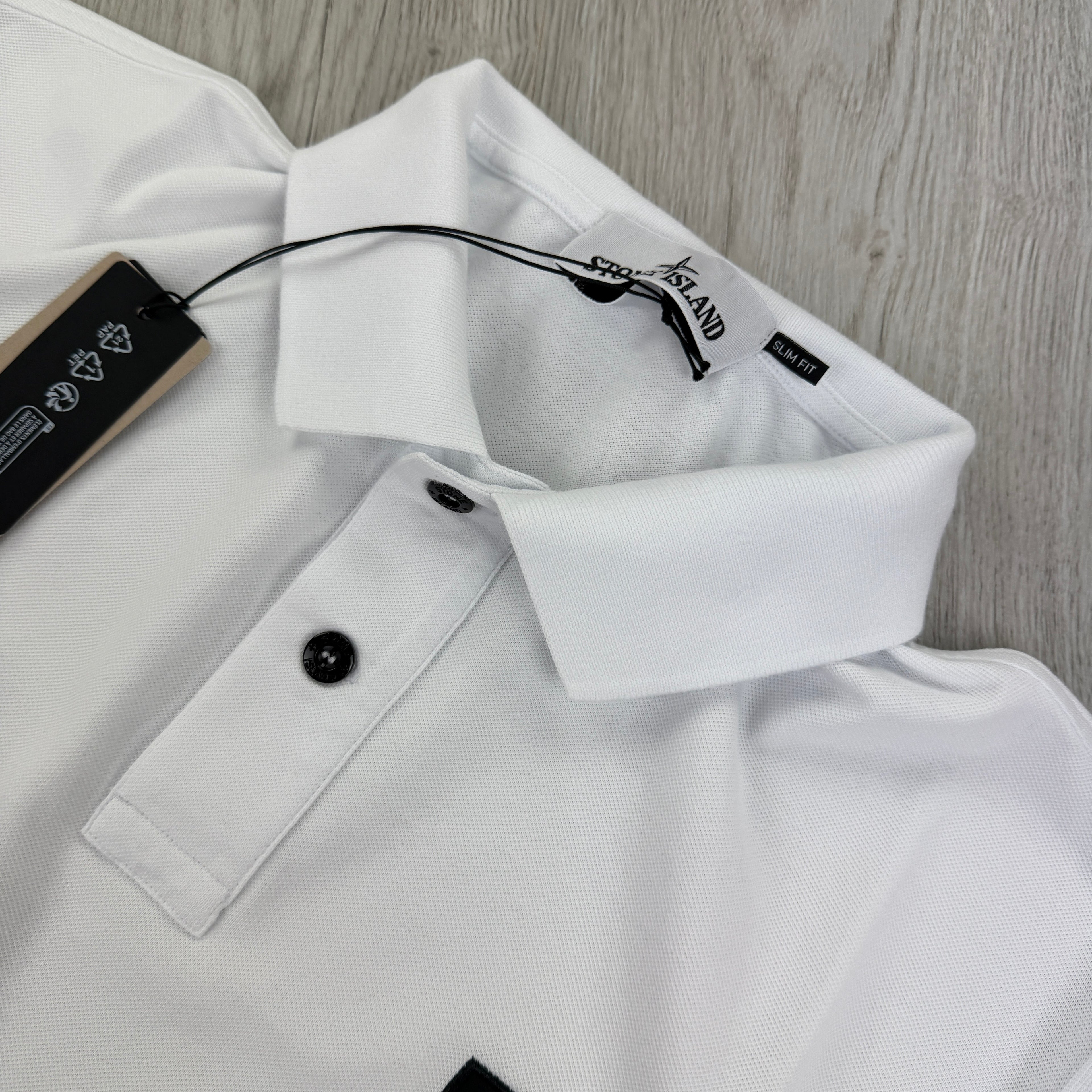 Stone Island Men’s White Short-sleeve Polo - Large