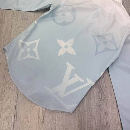 Louis Vuitton Baby Blue Monogram Printed Long-Sleeved Cotton Poplin Shirt - Medium