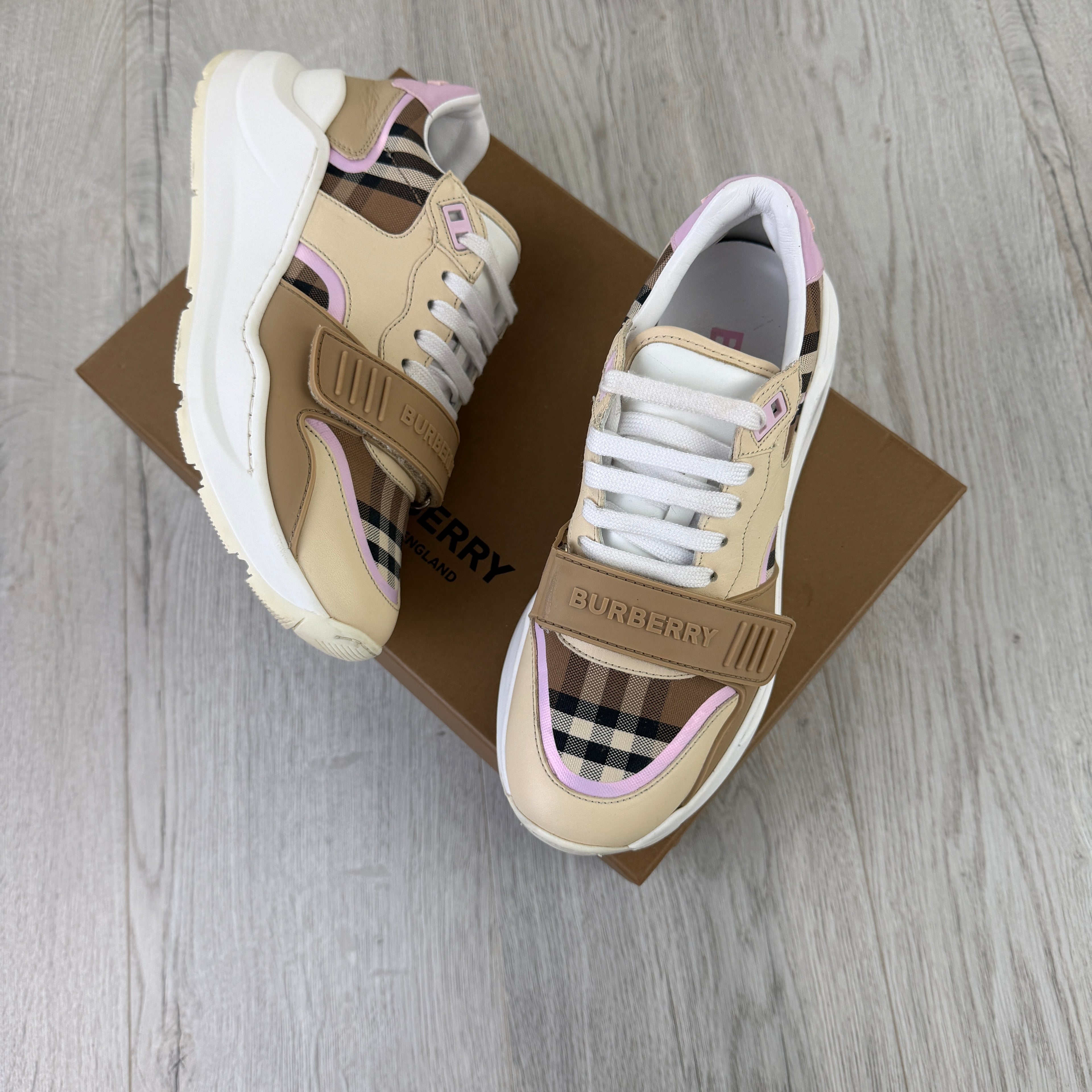 Burberry Women’s Ramsey Check Trainers - Uk 5.5
