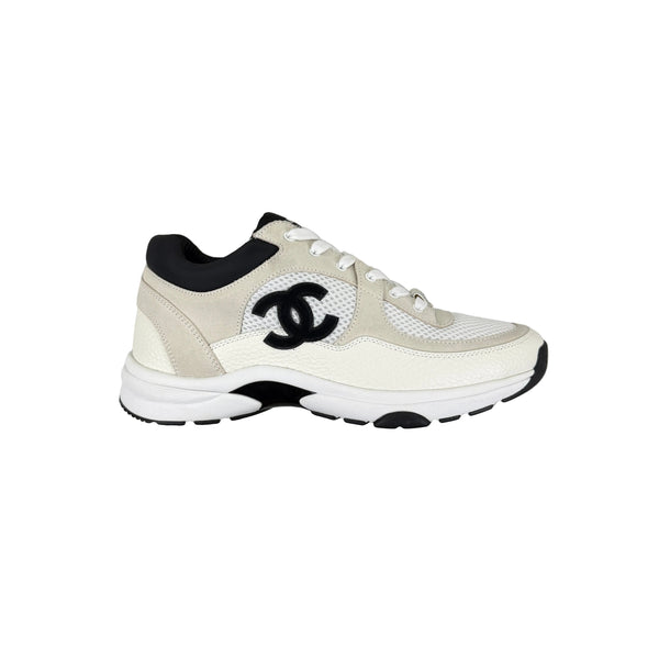 Chanel Women’s Low Top Beige / Black Suede Trainers