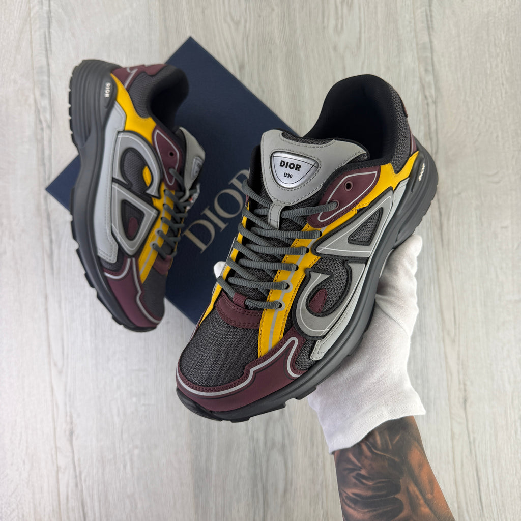 Dior B30 Men’s Burgundy / Yellow Trainers - 43 (Uk 9)