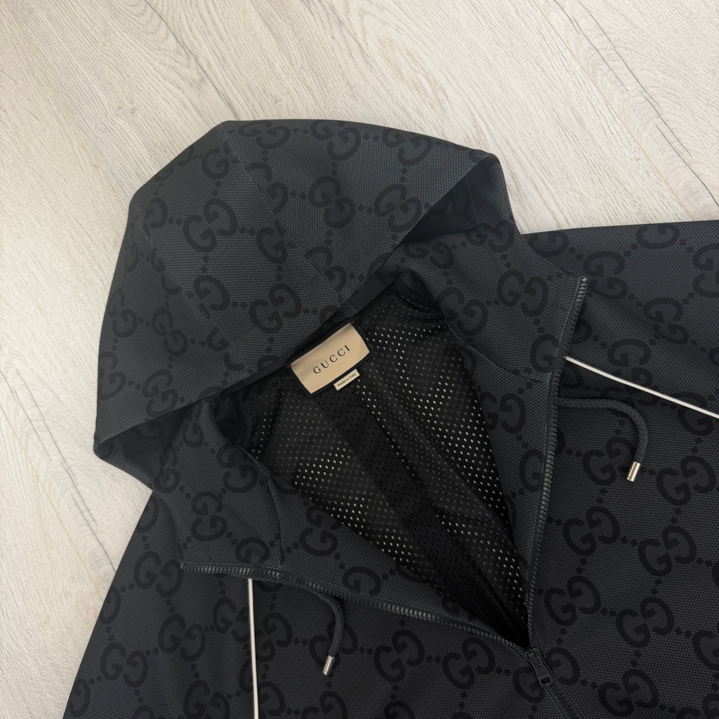 Gucci Men’s Black GG Jacquard Full Hooded Tracksuit - Large