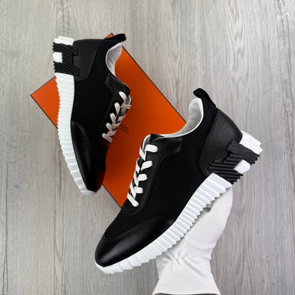 Hermes Men’s Black & White Bouncing Sneakers - Uk 8.5