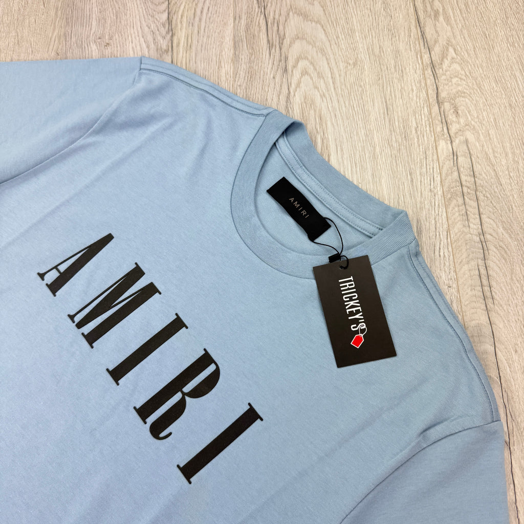 Amiri Men’s Baby Blue T-shirt Black Logo
