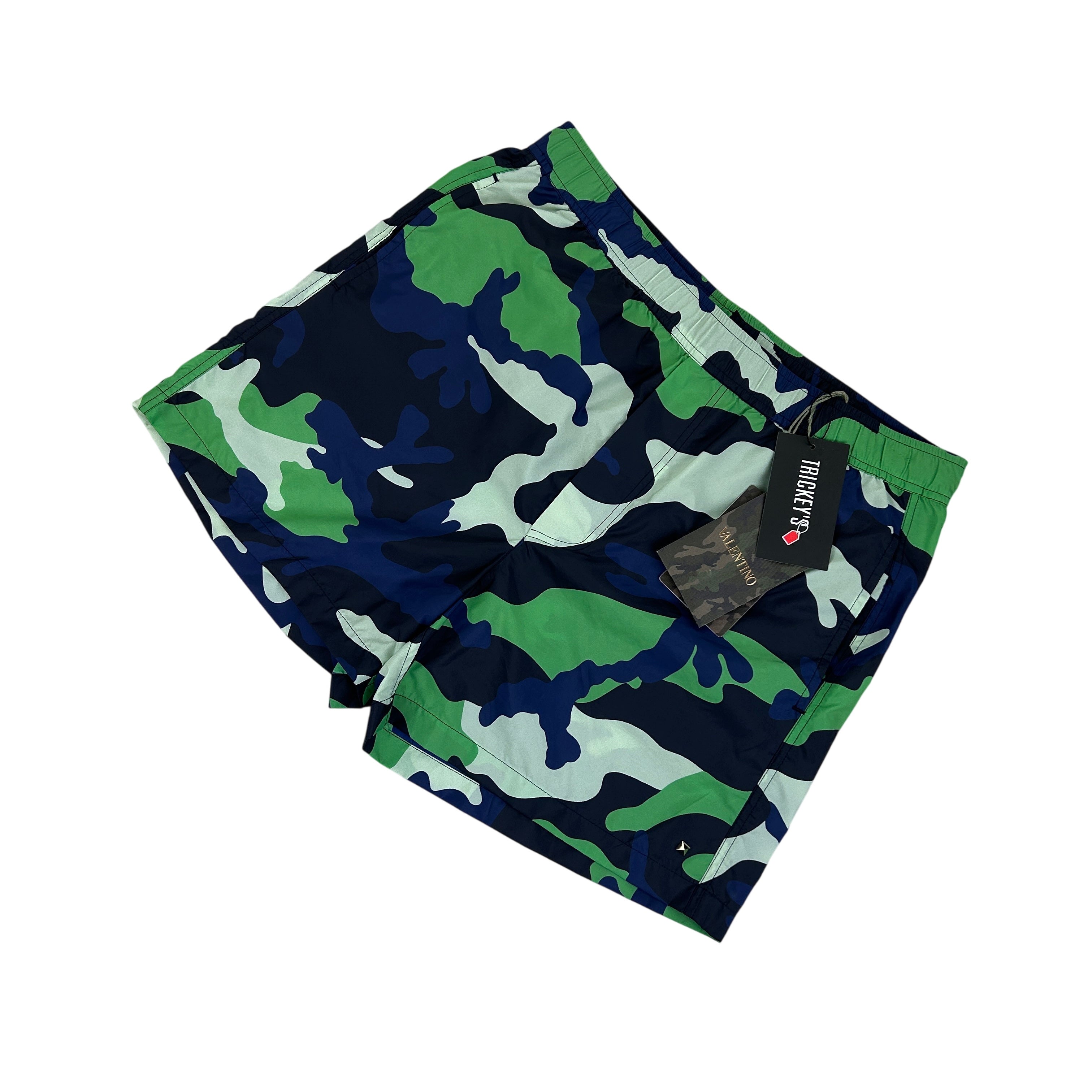 Valentino Men’s Green Navy Camo Swim Shorts - 44