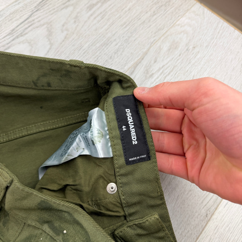 Dsquared2 Men’s Green Distressed Straight Jeans