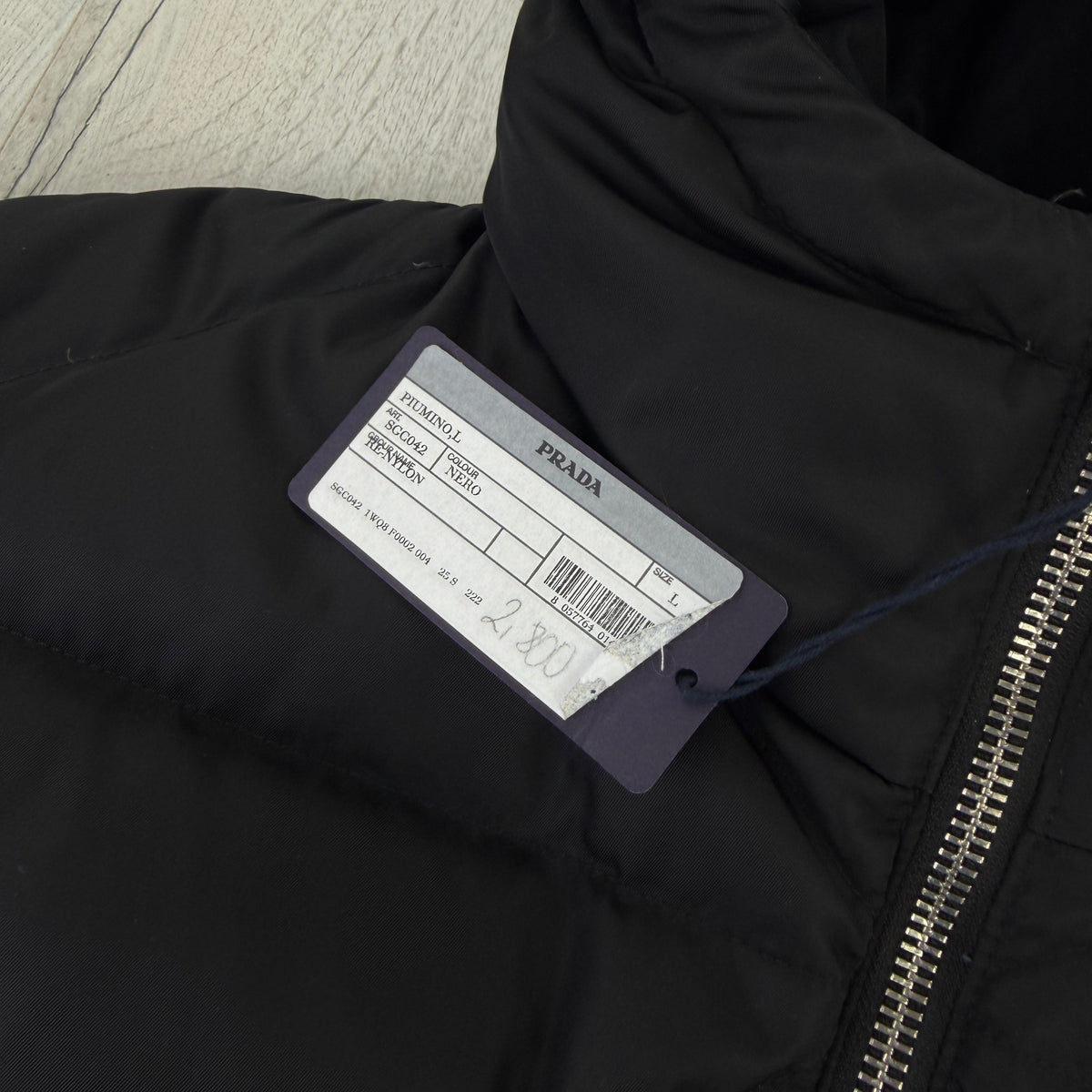 Prada Men’s Black Re-Nylon Triangle Padded Long Down Jacket White Logo - 50 (Fit XL)
