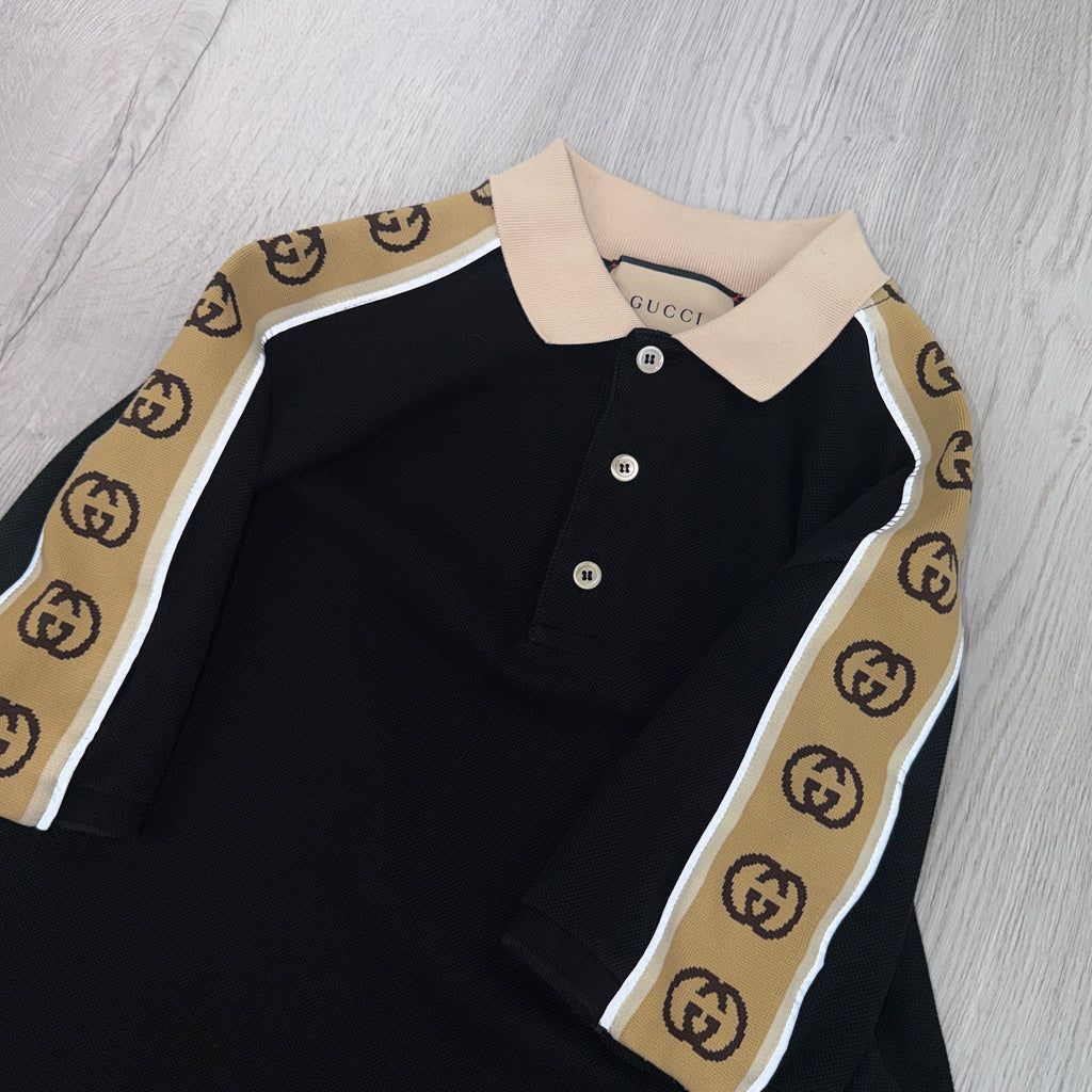 Gucci Men’s Black Polo GG Sleeve - Small