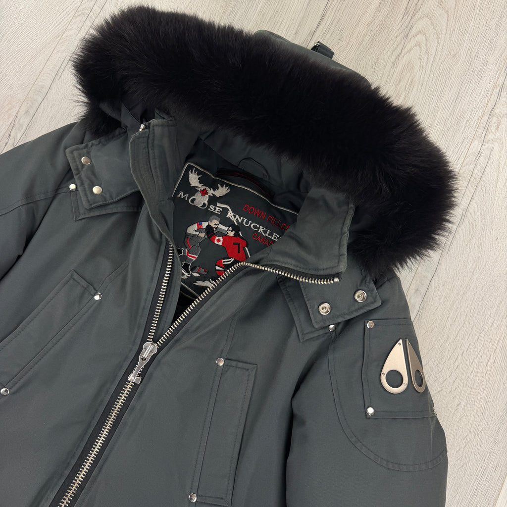 Moose Knuckles Men’s Graphite Zip-up Ballistic Bomber Parker Jacket - XS