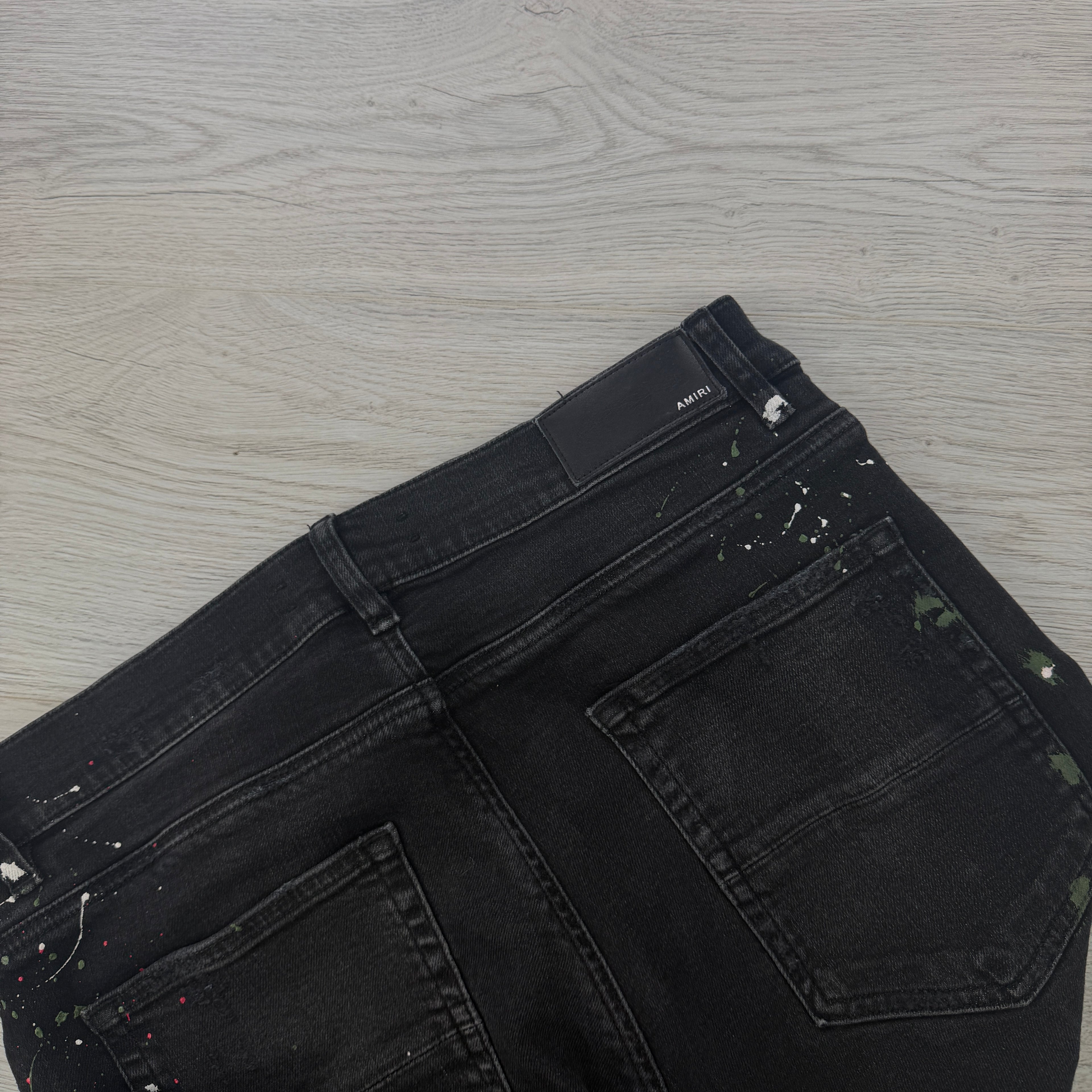 Amiri Men’s MX1 Aged Black Distressed Jeans - Uk 34