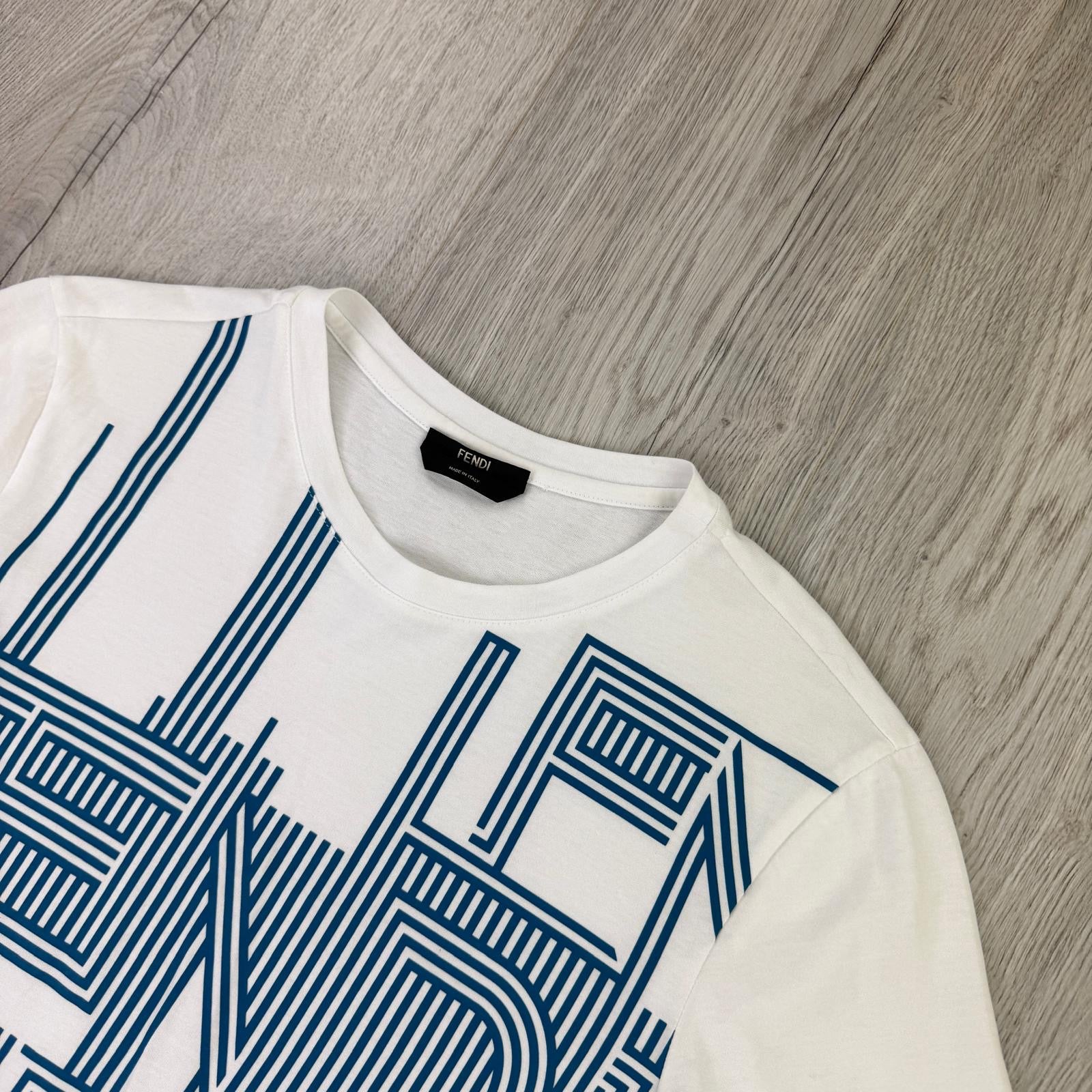 Fendi Men’s White & Blue T-shirt - XS