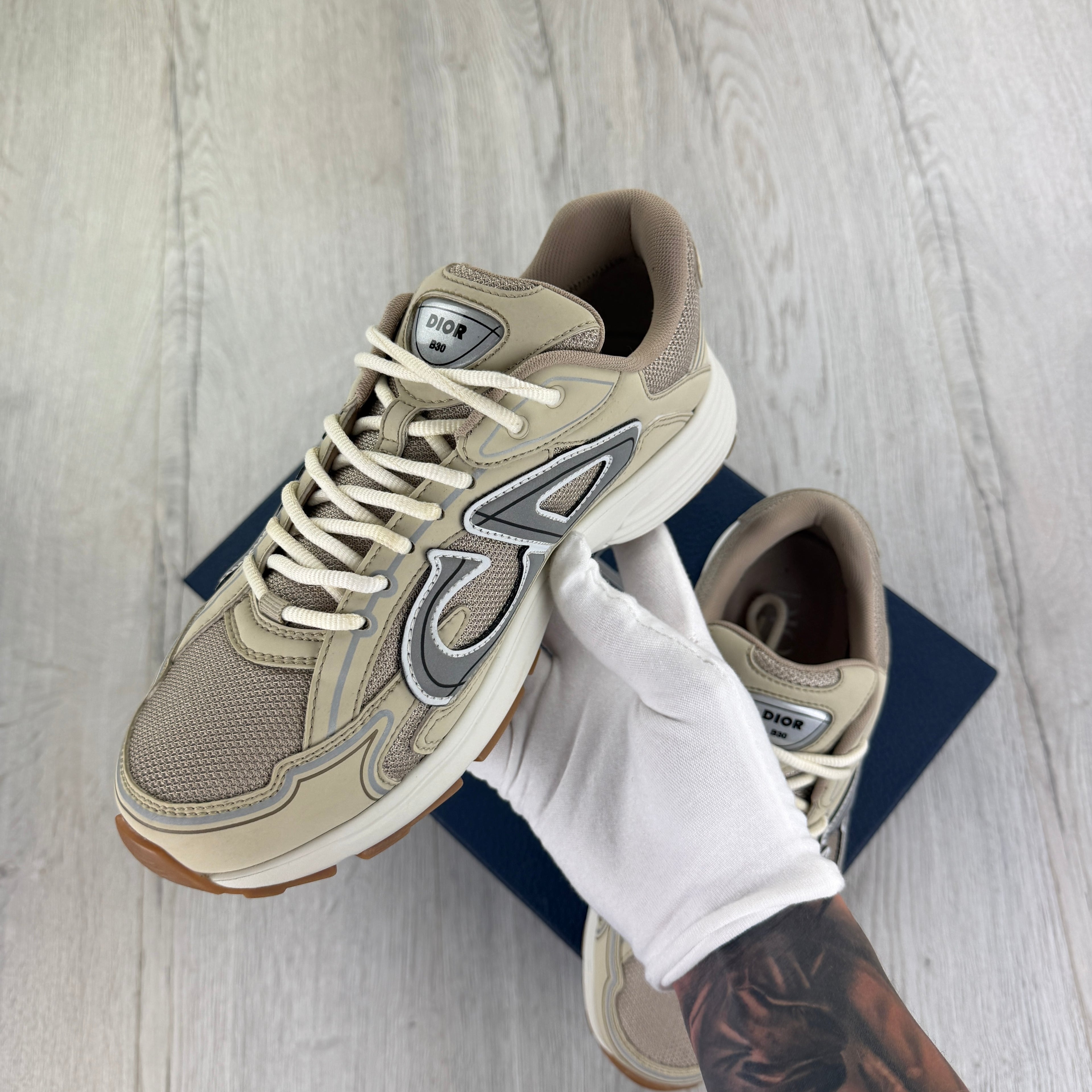 Dior B30 Men’s Cream Mesh and Technical Fabric Trainers - 42.5 (Fit Uk 8.5)