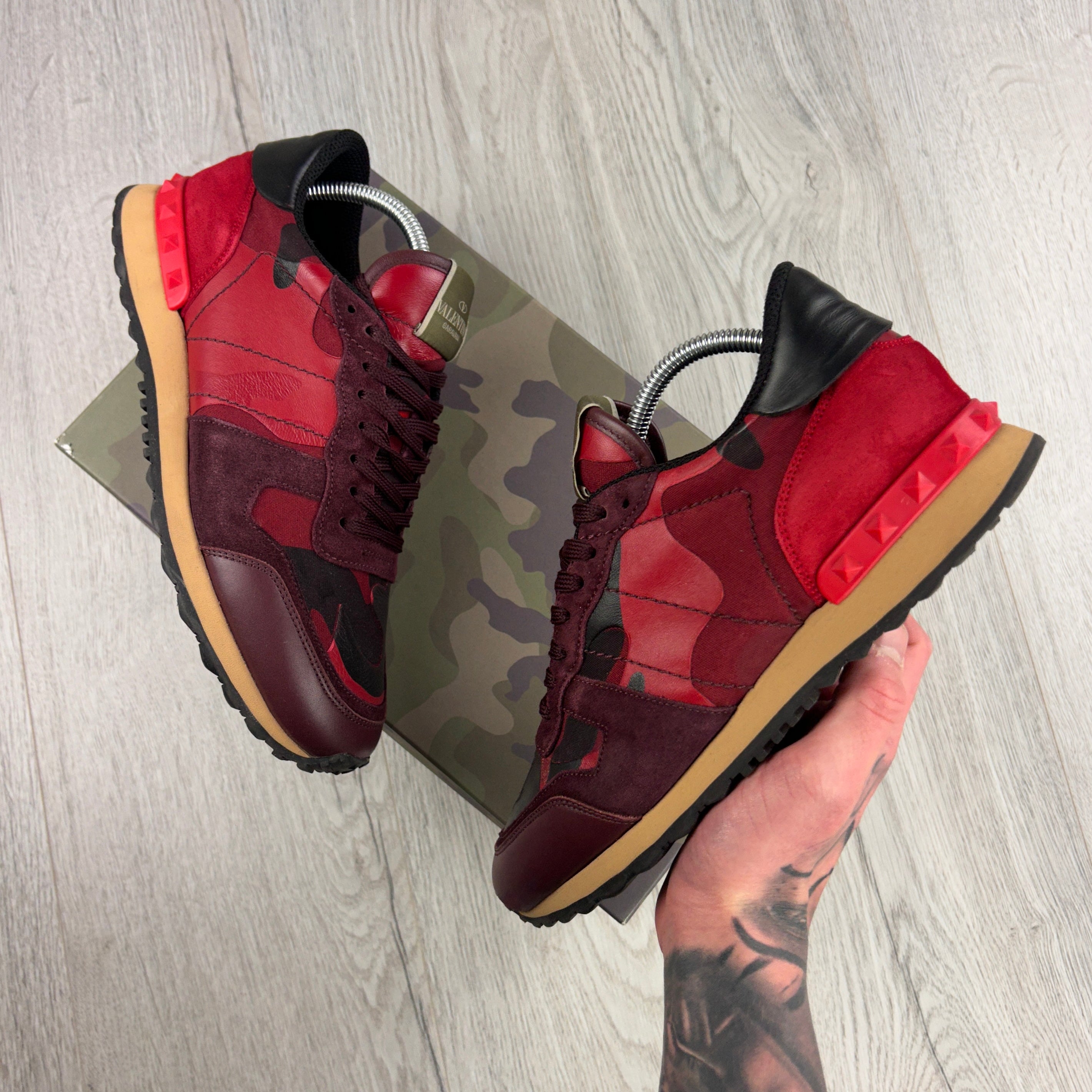 Valentino Men’s Red / Green Camo Rockrunner Trainers