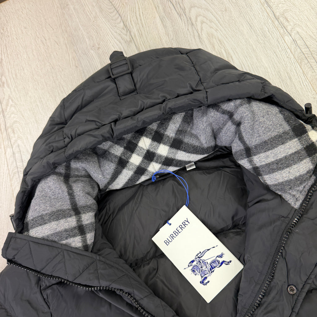 Burberry Men’s Halsby Hooded Check Black Down Jacket