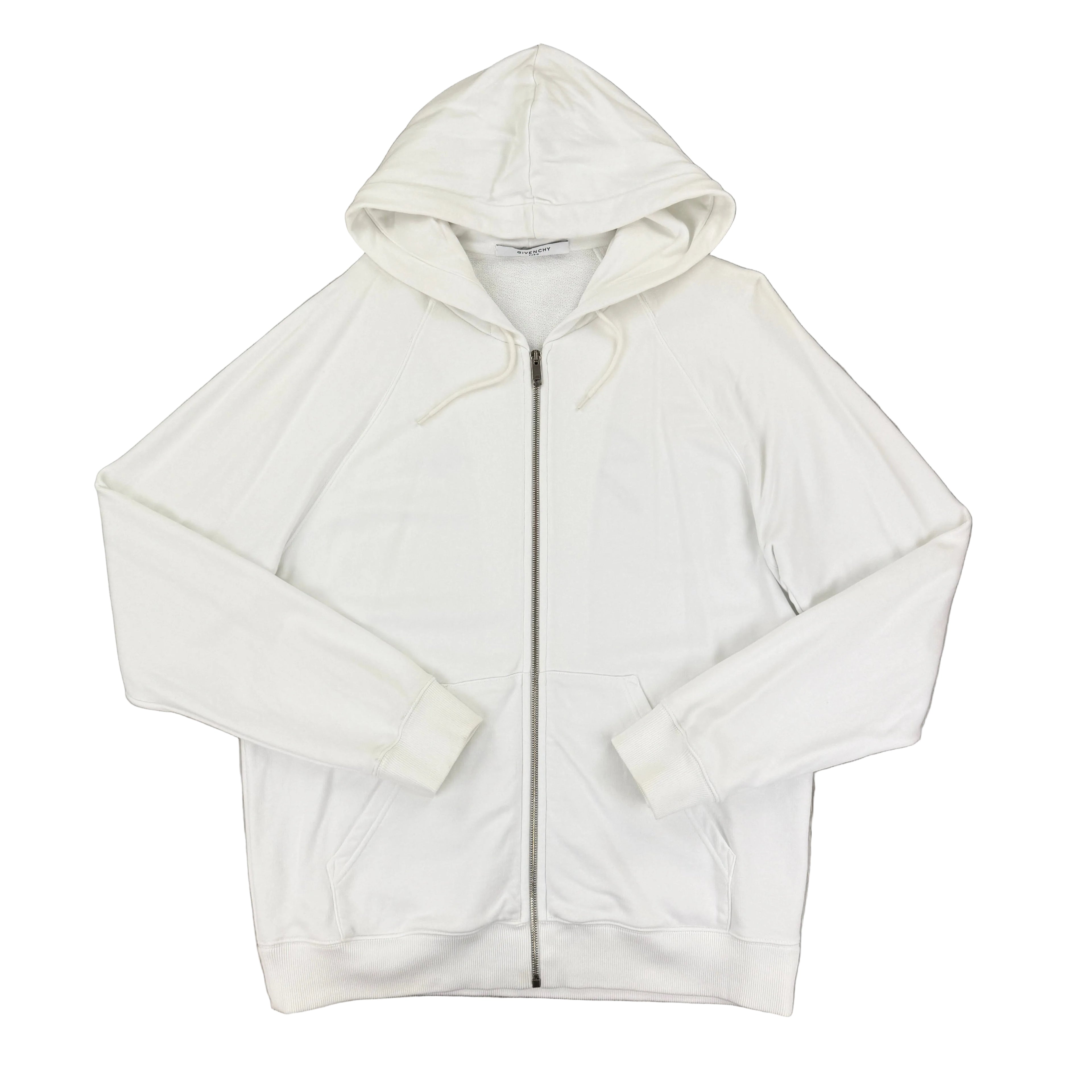 Givenchy Men’s White Zip Up Hoodie - Large