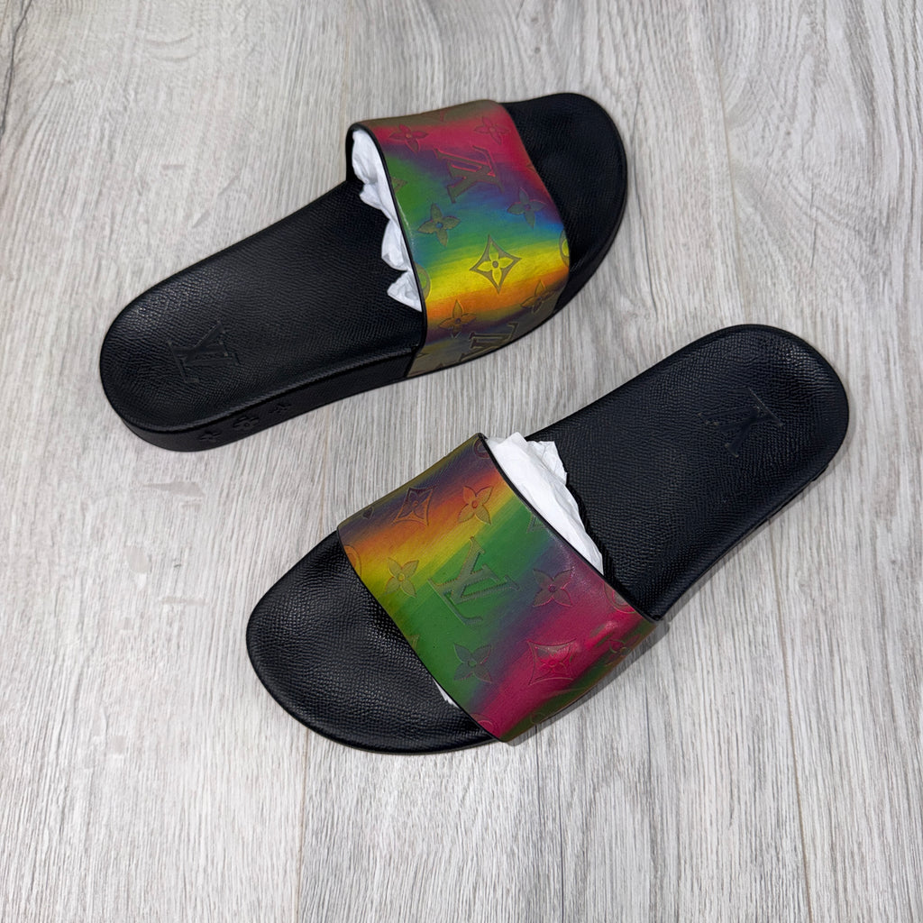 Louis Vuitton Multicolor Iridescent Monogram Rubber Waterfront Sliders - Uk 6 (Fit 7)