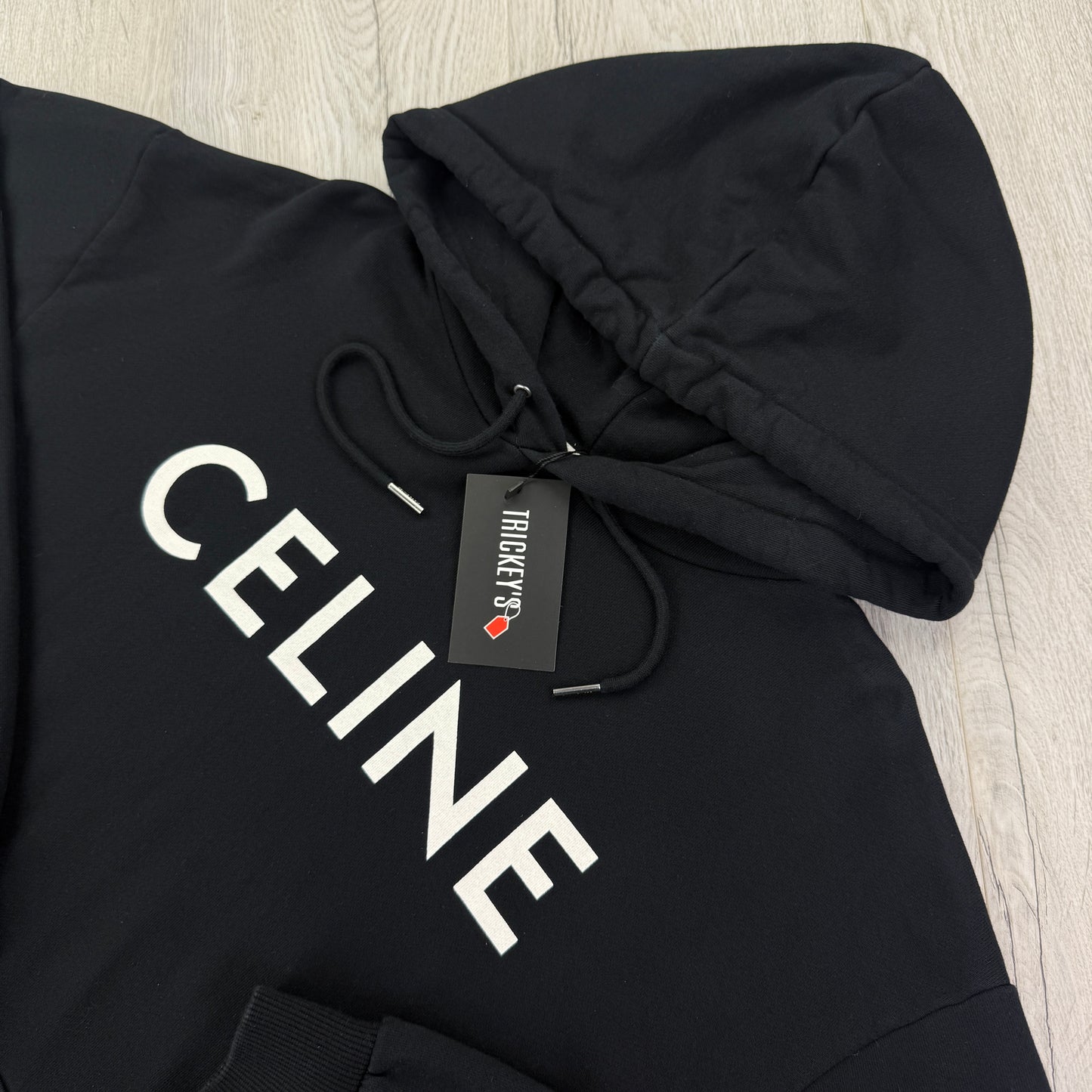 Celine Men’s Black Loose Pullover Hoodie - Medium