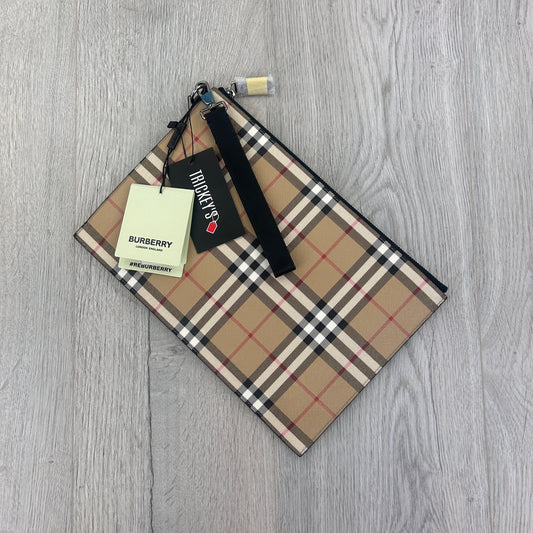 Burberry Classic Printed Zip-up Pouch With Handle Tag