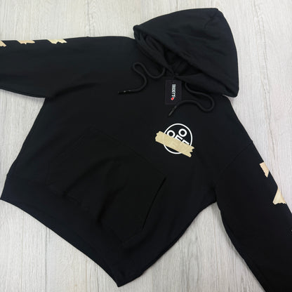 Off White Men’s Black Tape Arrows Logo Pullover Hoodie - Medium