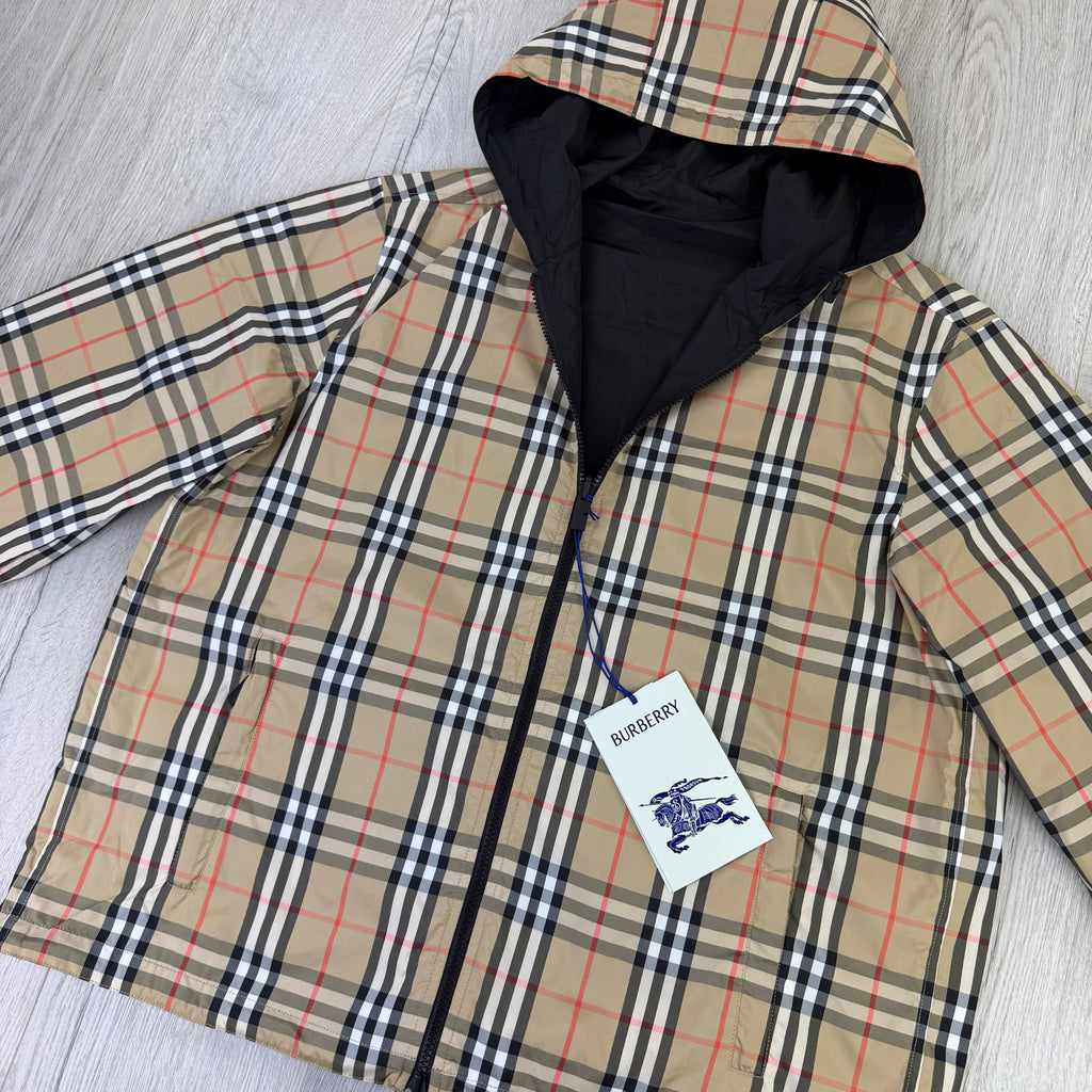 Burberry Men’s Vintage Check Reversible Windbreaker Jacket - Large