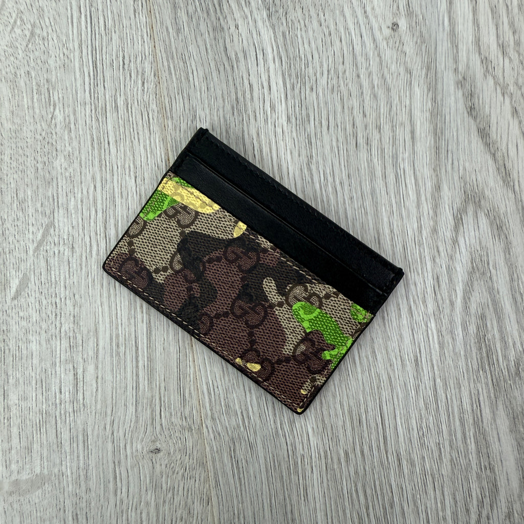 Gucci GG Blue Camo Canvas Card Holder