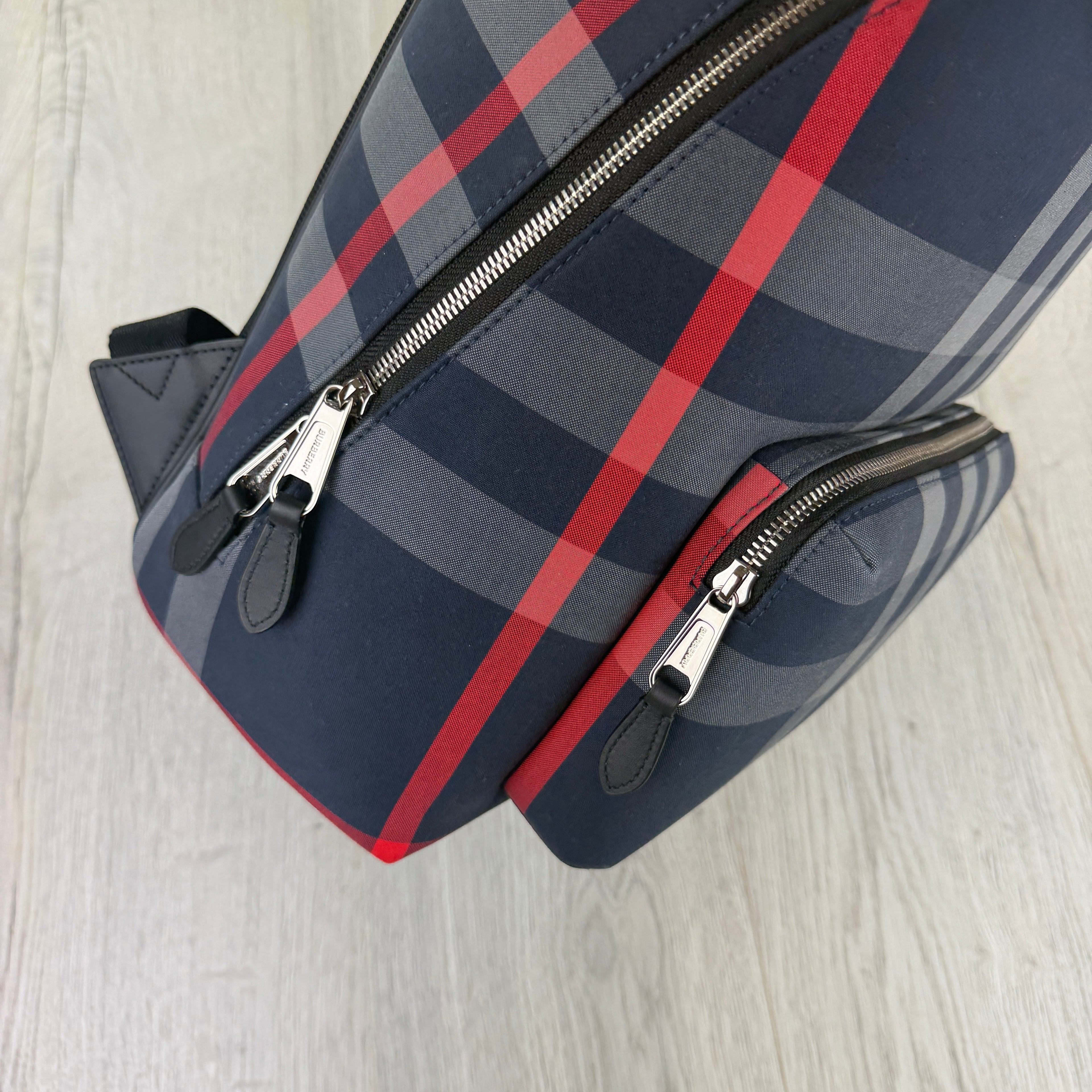 Burberry Men’s Navy Check Print Backpack